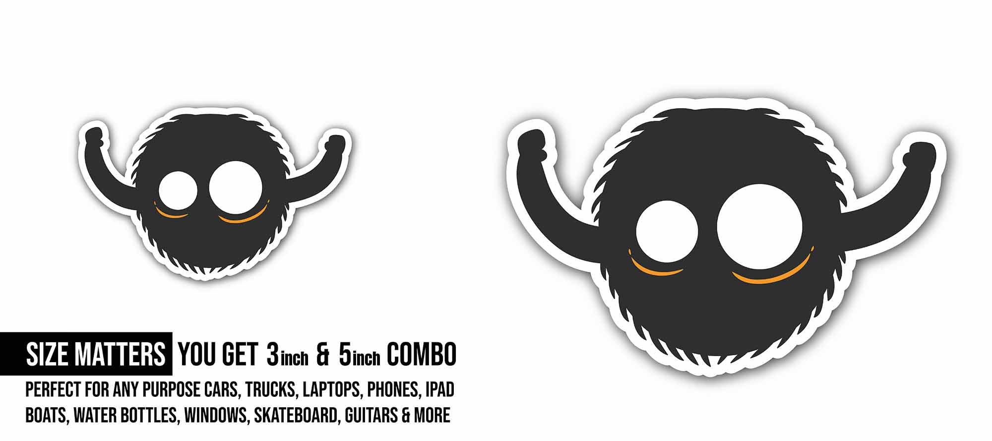 Cute Black Goest Sticker, Waterproof Vinyl Decal Sticker Indoor Or Outdoor 2 (Pieces) 3" and 5"