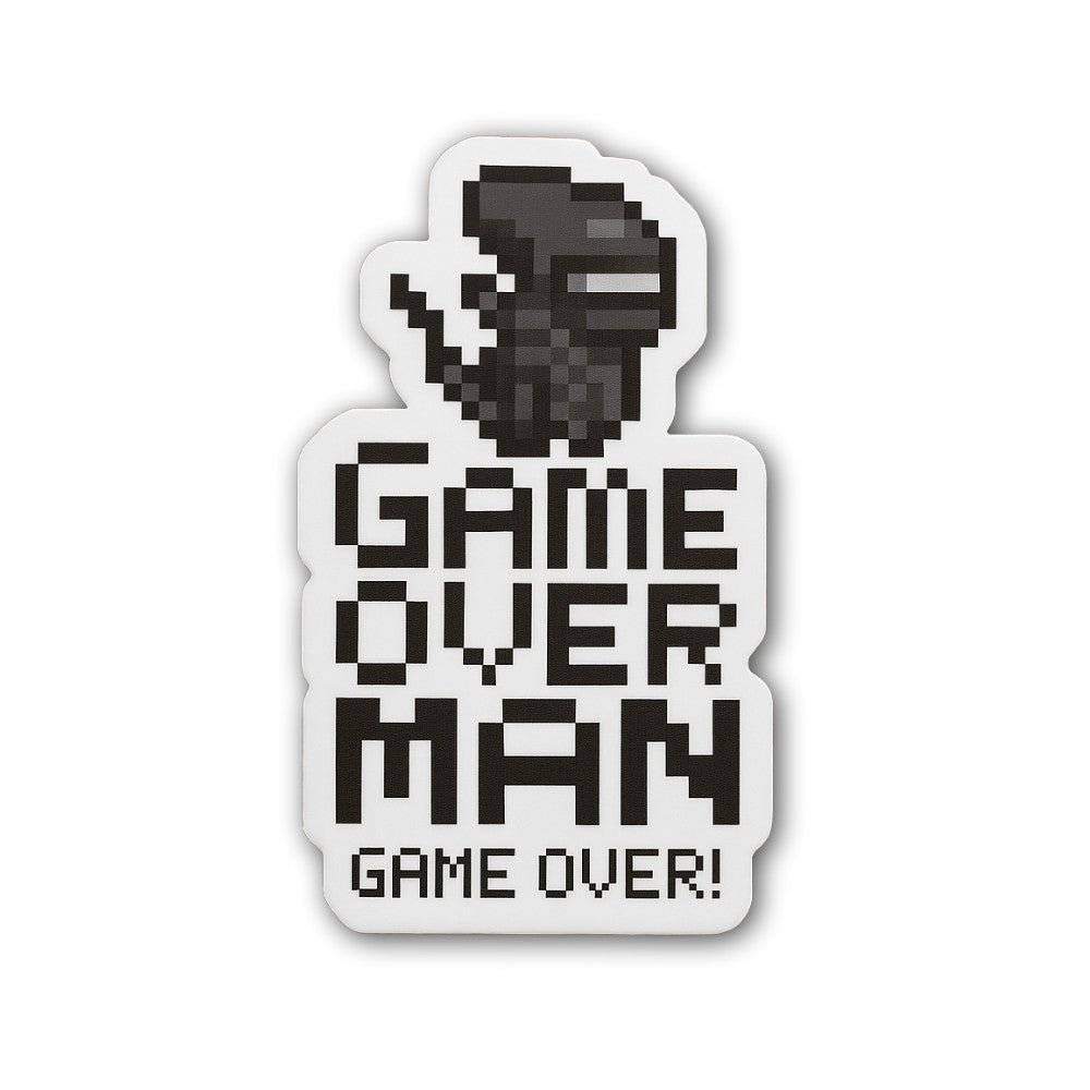 Game Over Man Game Over Sticker, Waterproof Vinyl Decal Sticker Indoor Or Outdoor 2 (Pieces) 3" and 5"