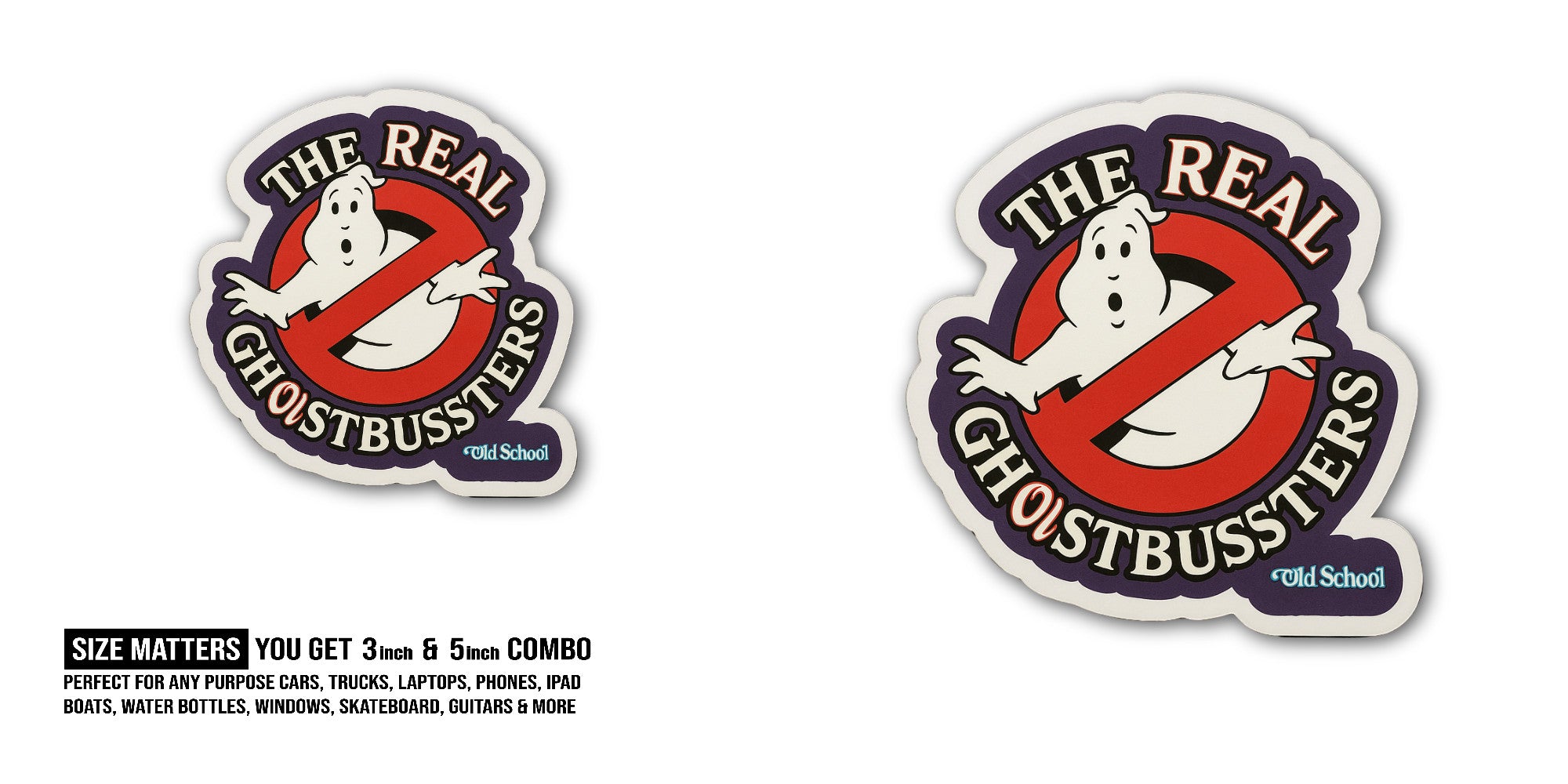 The Real GHOSTBUSSTERS Sticker, Waterproof Vinyl Decal Sticker Indoor Or Outdoor 2 (Pieces) 3" and 5"
