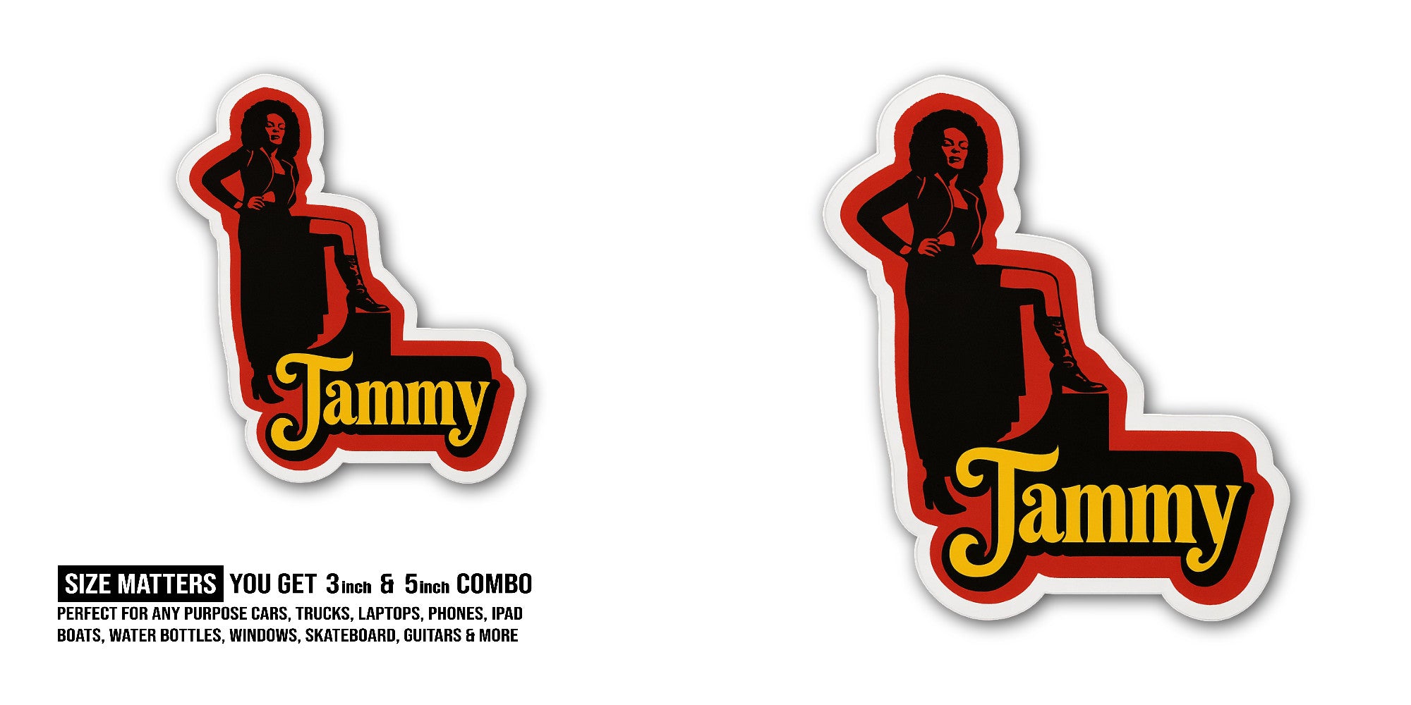 Jammy Sticker, Waterproof Vinyl Decal Sticker Indoor Or Outdoor 2 (Pieces) 3" and 5"
