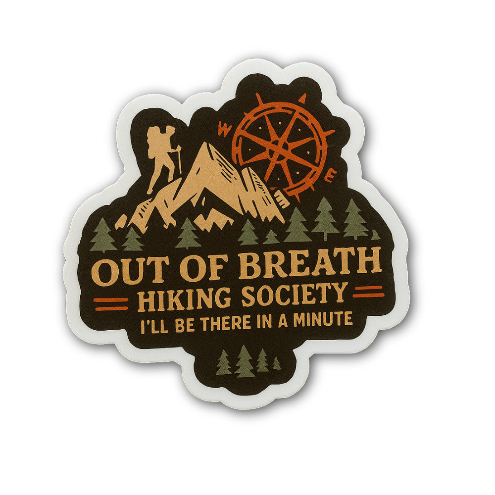 Out of Breath Sticker, Waterproof Vinyl Decal Sticker Indoor Or Outdoor 2 (Pieces) 3" and 5"