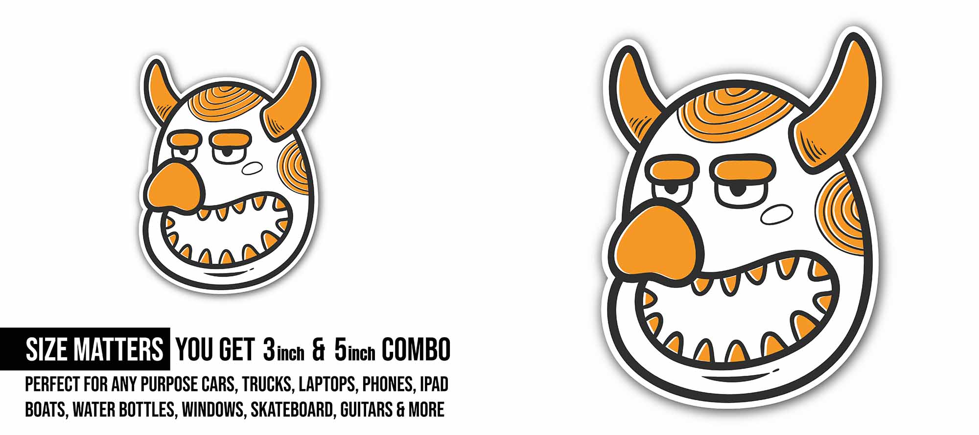 Cute Devil Sticker, Waterproof Vinyl Decal Sticker Indoor Or Outdoor 2 (Pieces) 3" and 5"