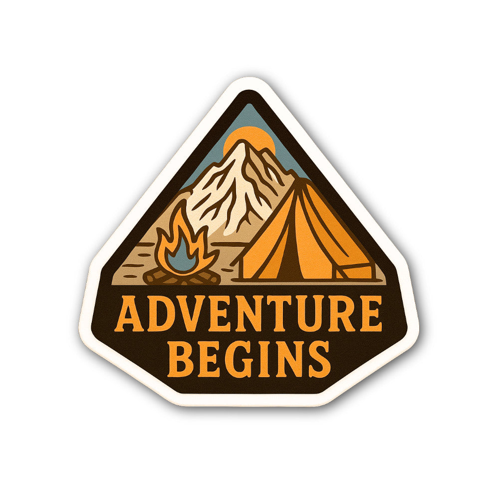 Adventure Begins Sticker, Waterproof Vinyl Decal Sticker Indoor Or Outdoor 2 (Pieces) 3" and 5"