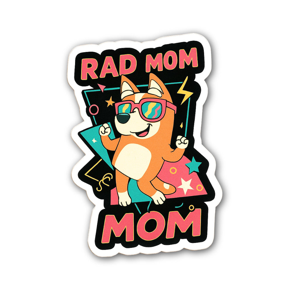 Rad Mom Sticker, Waterproof Vinyl Decal Sticker Indoor Or Outdoor 2 (Pieces) 3" and 5"