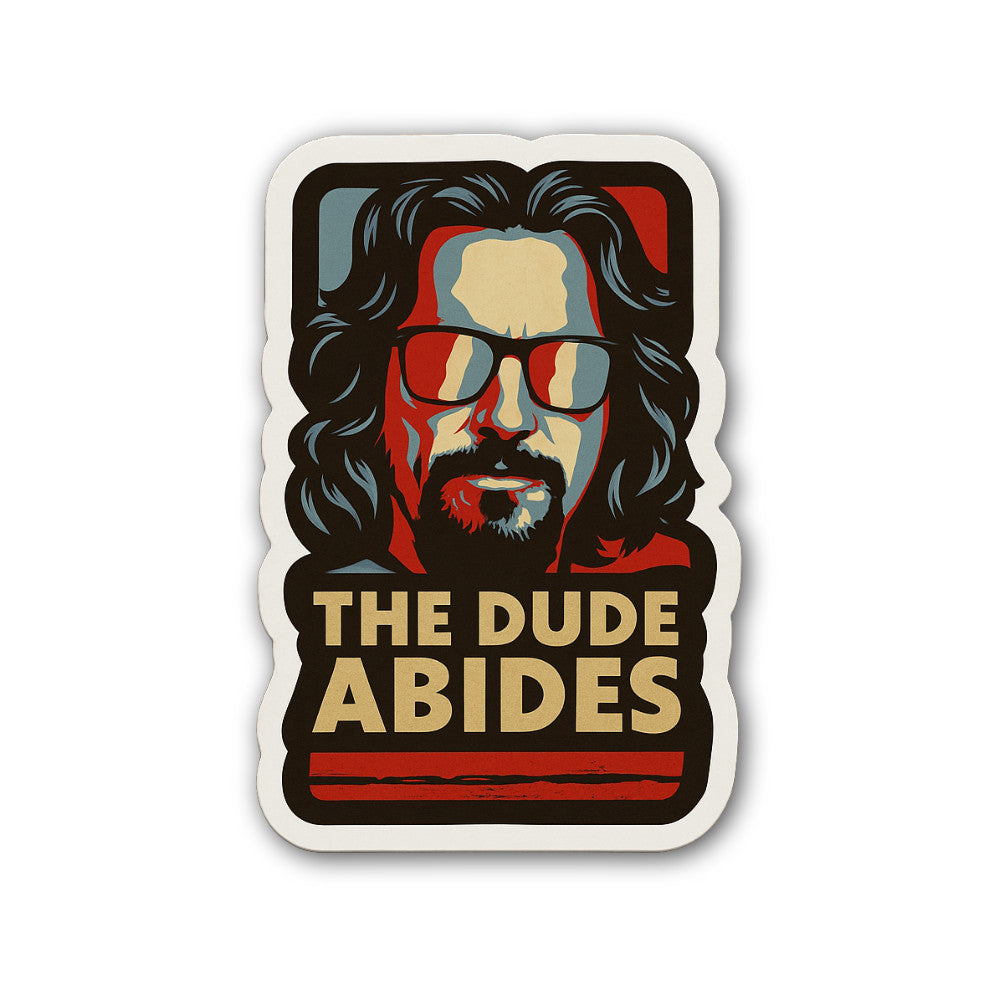 THE DUDE ABIDES Sticker, Waterproof Vinyl Decal Sticker Indoor Or Outdoor 2 (Pieces) 3" and 5"