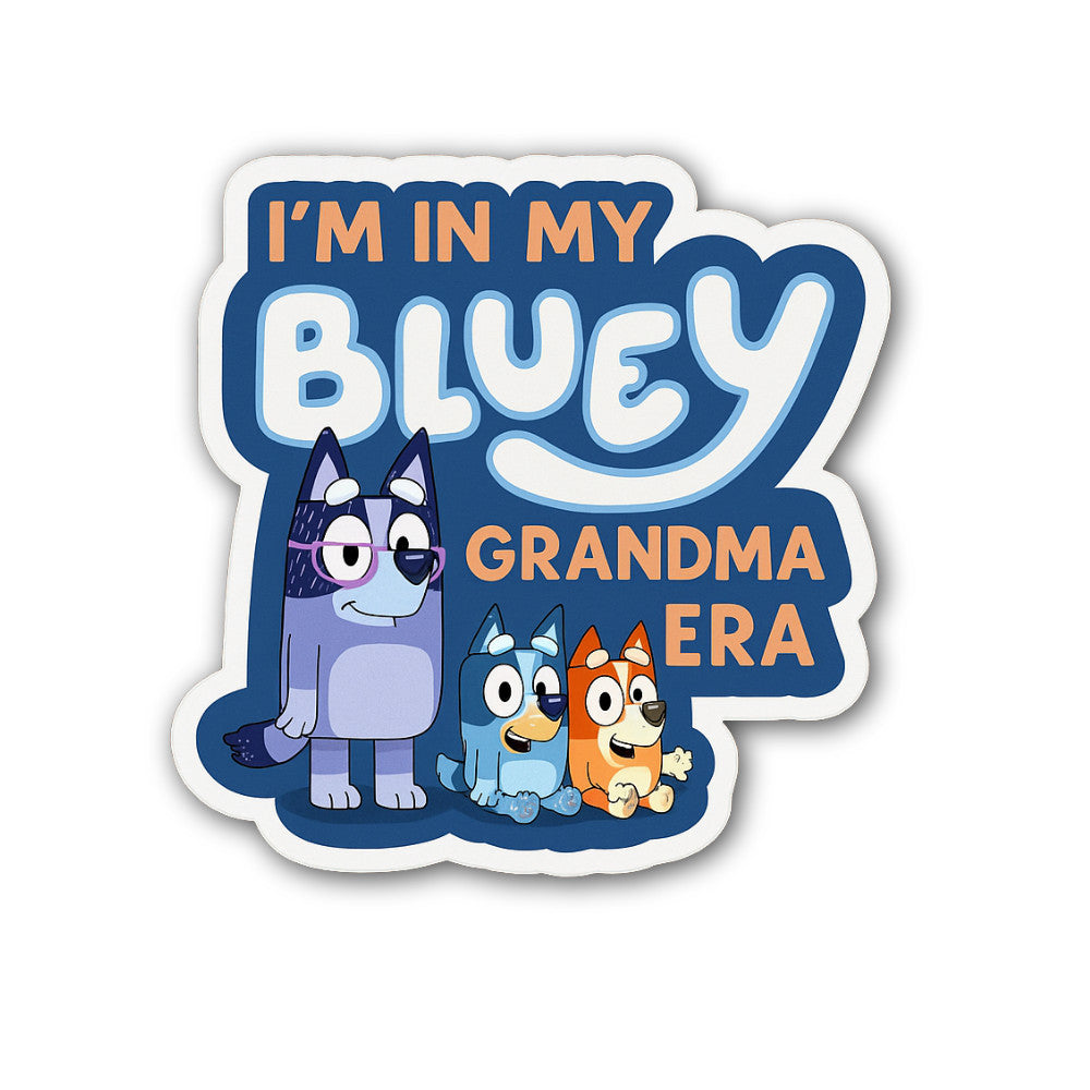 Bluey Grandma era Sticker, Waterproof Vinyl Decal Sticker Indoor Or Outdoor 2 (Pieces) 3" and 5"