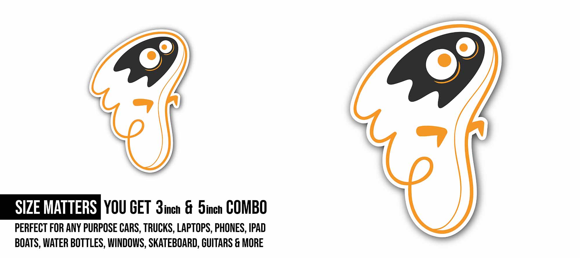 Ghost Halloween Sticker, Waterproof Vinyl Decal Sticker Indoor Or Outdoor 2 (Pieces) 3" and 5"