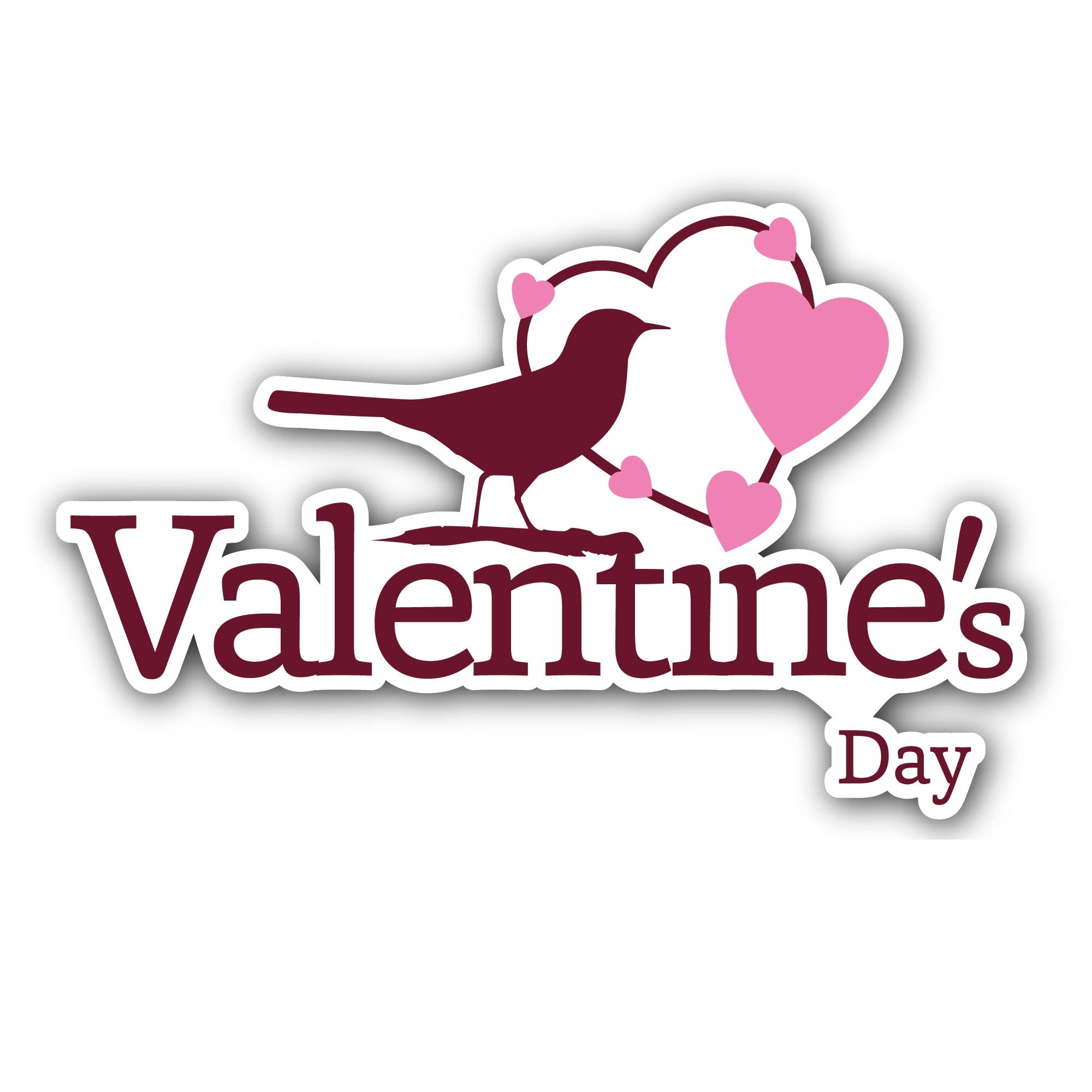 Valentine's Day Sticker, Waterproof Vinyl Decal Sticker Indoor Or Outdoor 2 (Pieces) 3" and 5"
