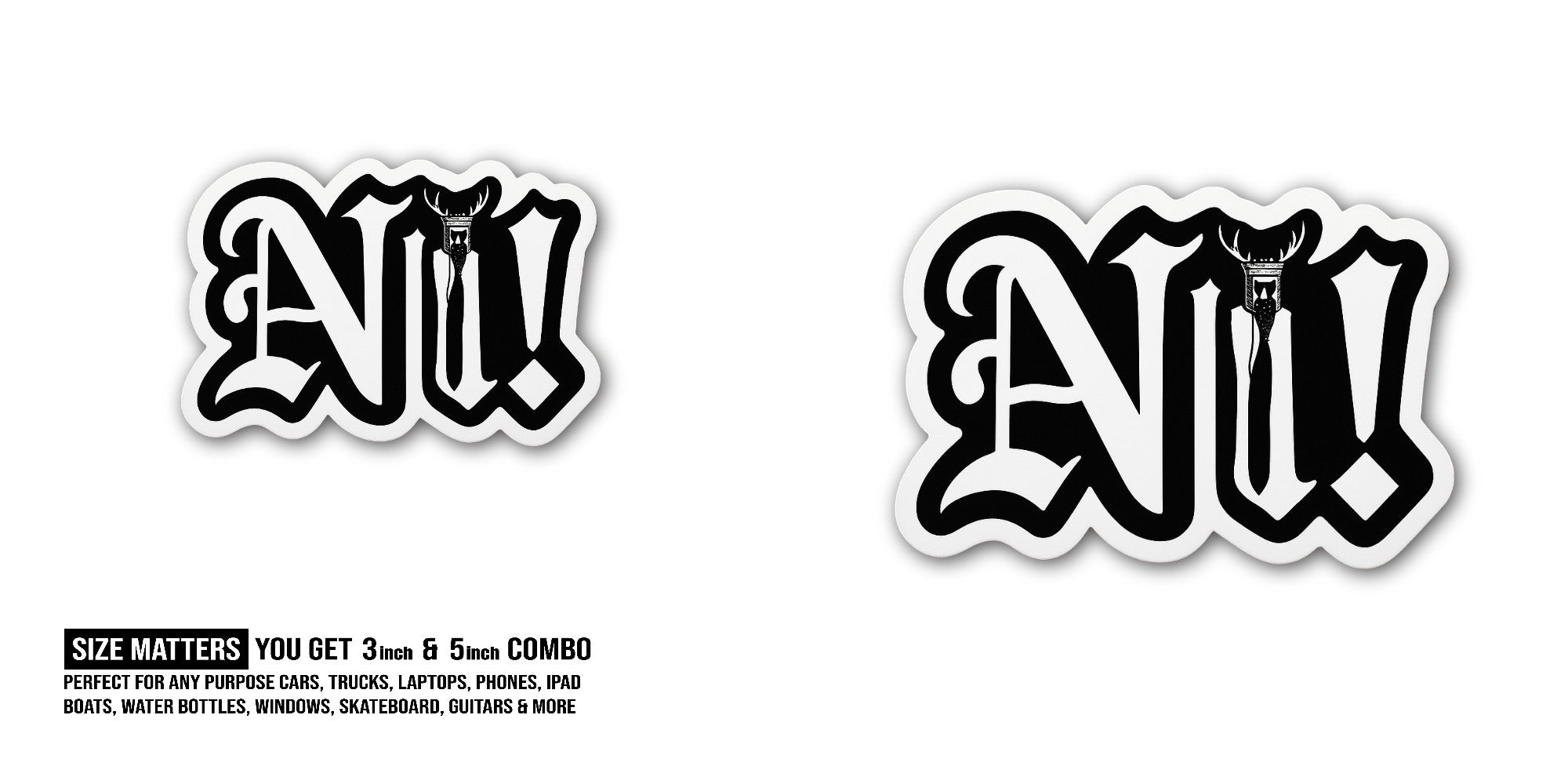 Nu! Sticker, Waterproof Vinyl Decal Sticker Indoor Or Outdoor 2 (Pieces) 3" and 5"