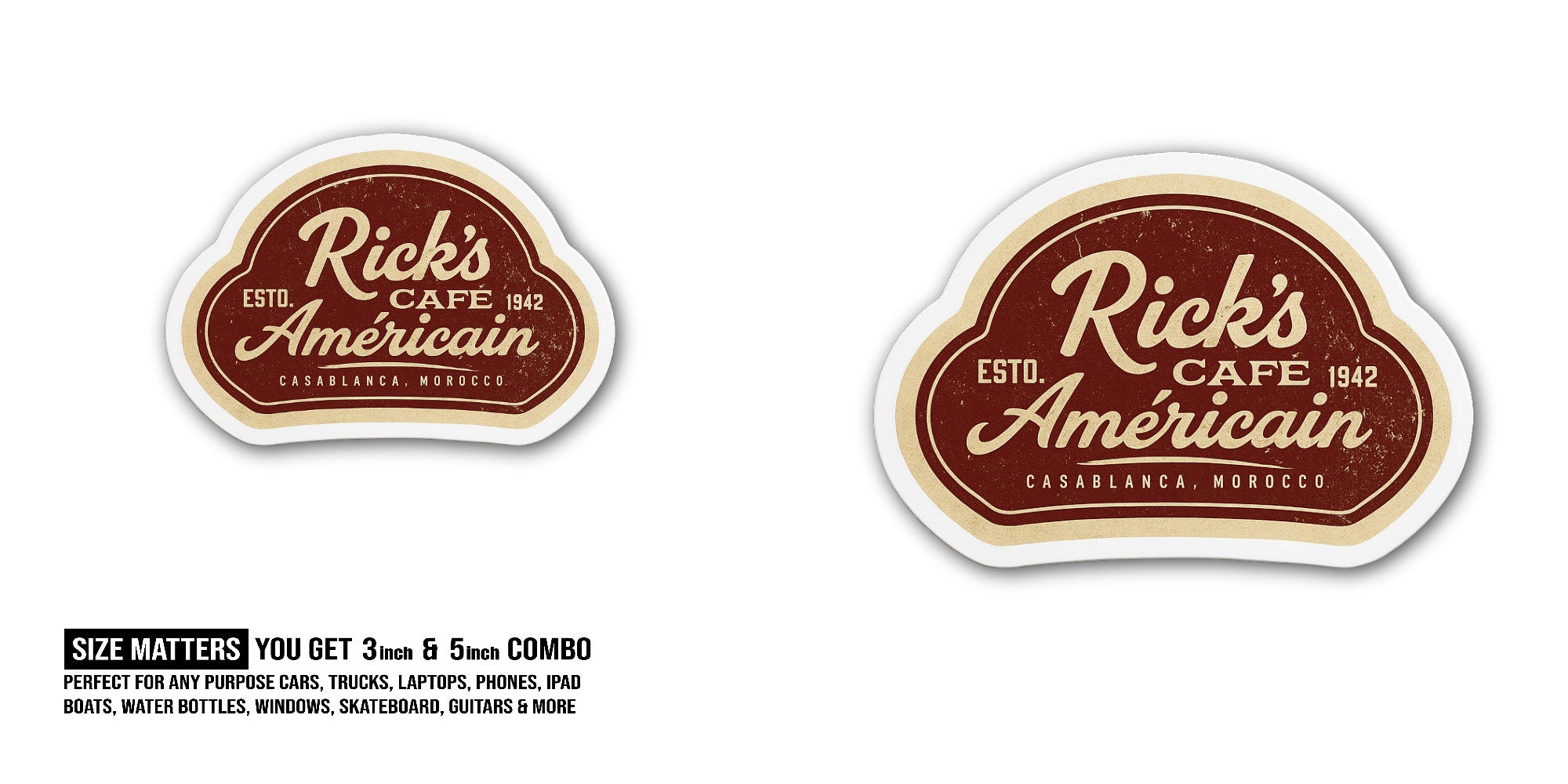 Cafe Sticker, Waterproof Vinyl Decal Sticker Indoor Or Outdoor 2 (Pieces) 3" and 5"