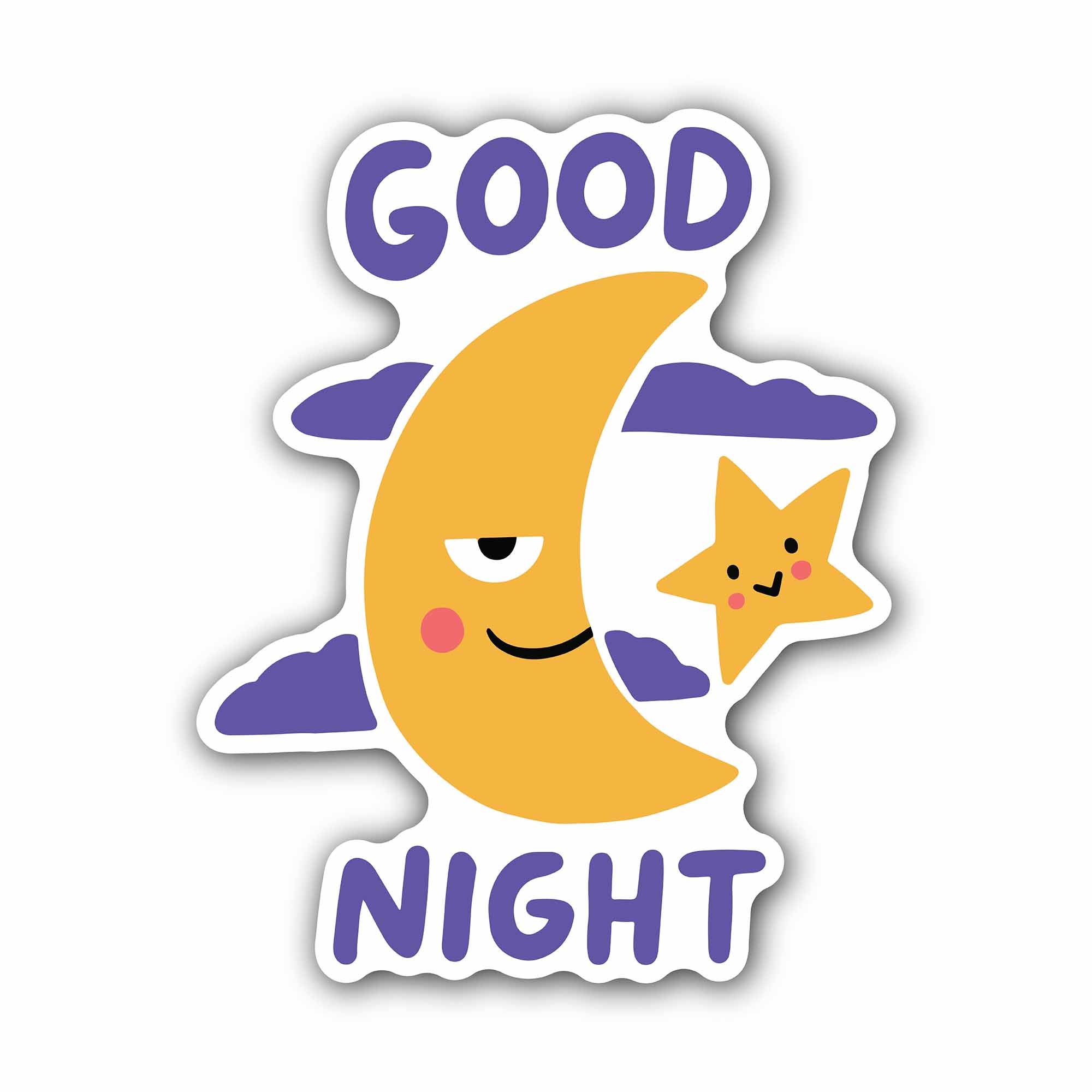 Good Night Message & Moon Sticker, Waterproof Vinyl Decal Sticker Indoor Or Outdoor 2 (Pieces) 3" and 5"