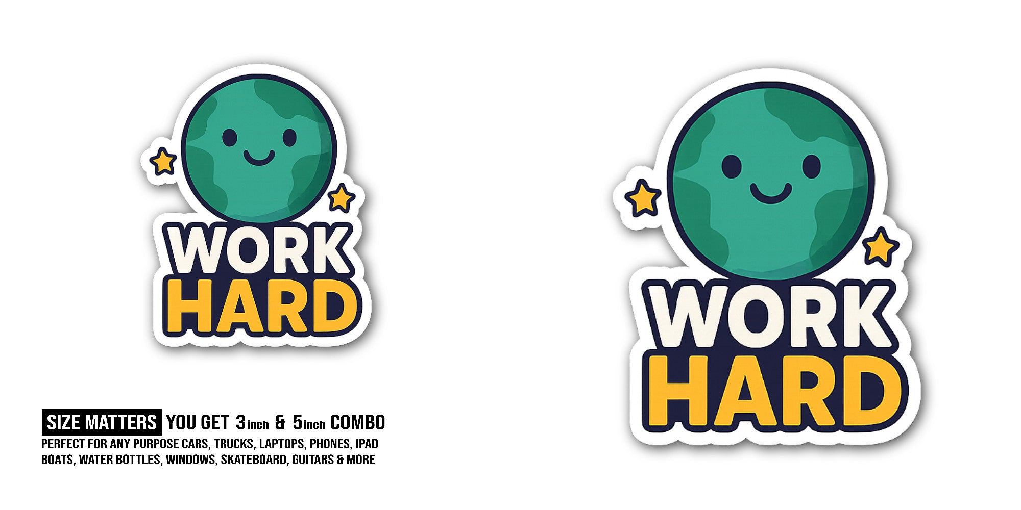 WO@RK Hard Sticker, Waterproof Vinyl Decal Sticker Indoor Or Outdoor 2 (Pieces) 3" and 5"