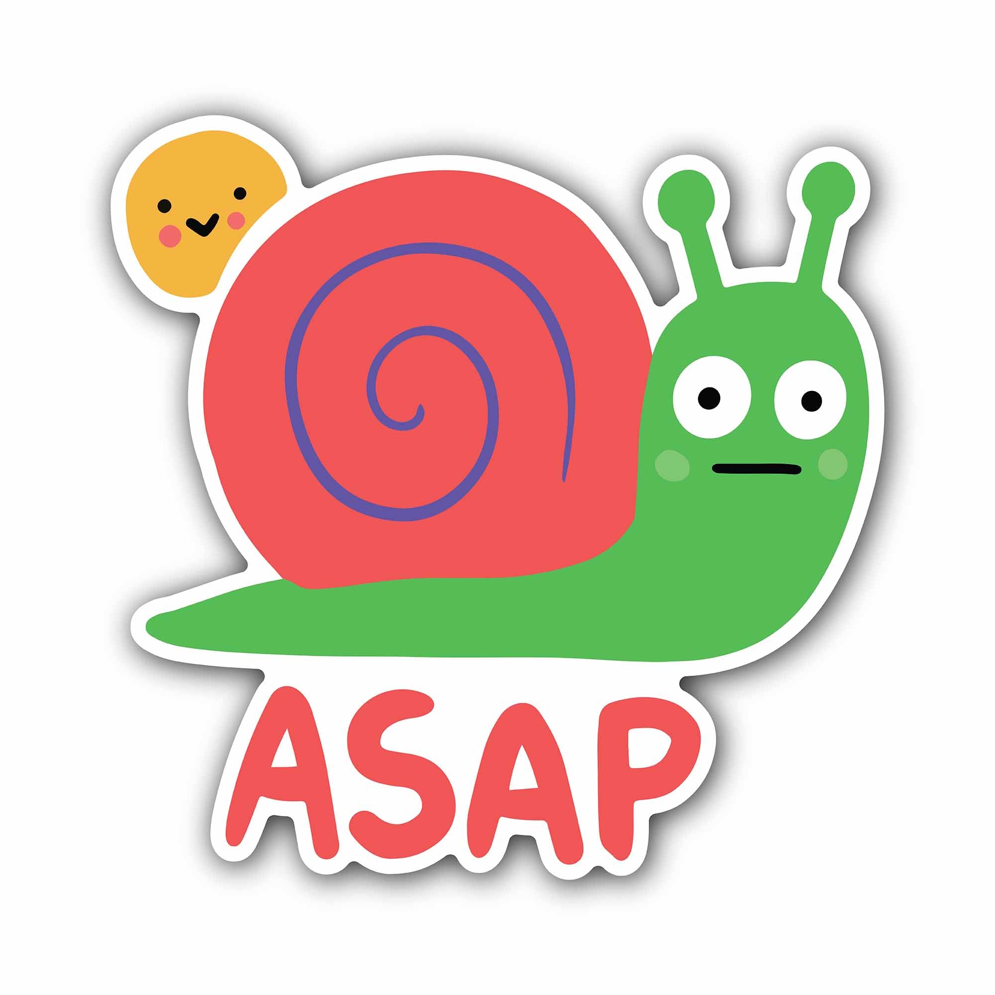 Snail and ASAP Text Sticker, Waterproof Vinyl Decal Sticker Indoor Or Outdoor 2 (Pieces) 3" and 5"