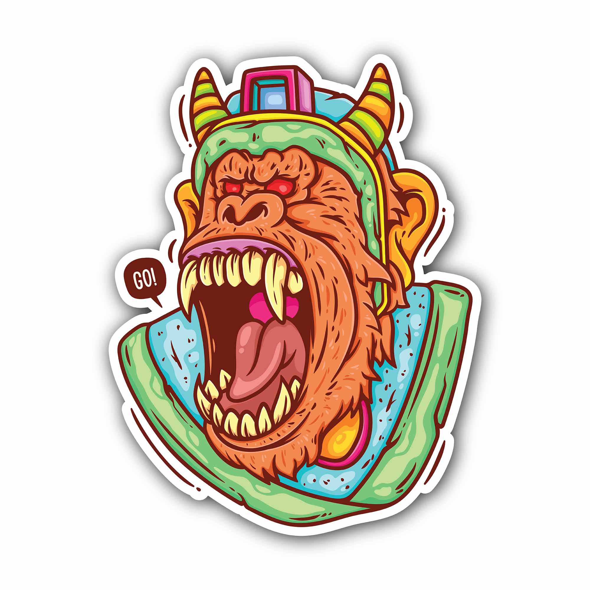 Monster Gorilla Sticker, Waterproof Vinyl Decal Sticker Indoor Or Outdoor 2 (Pieces) 3" and 5"