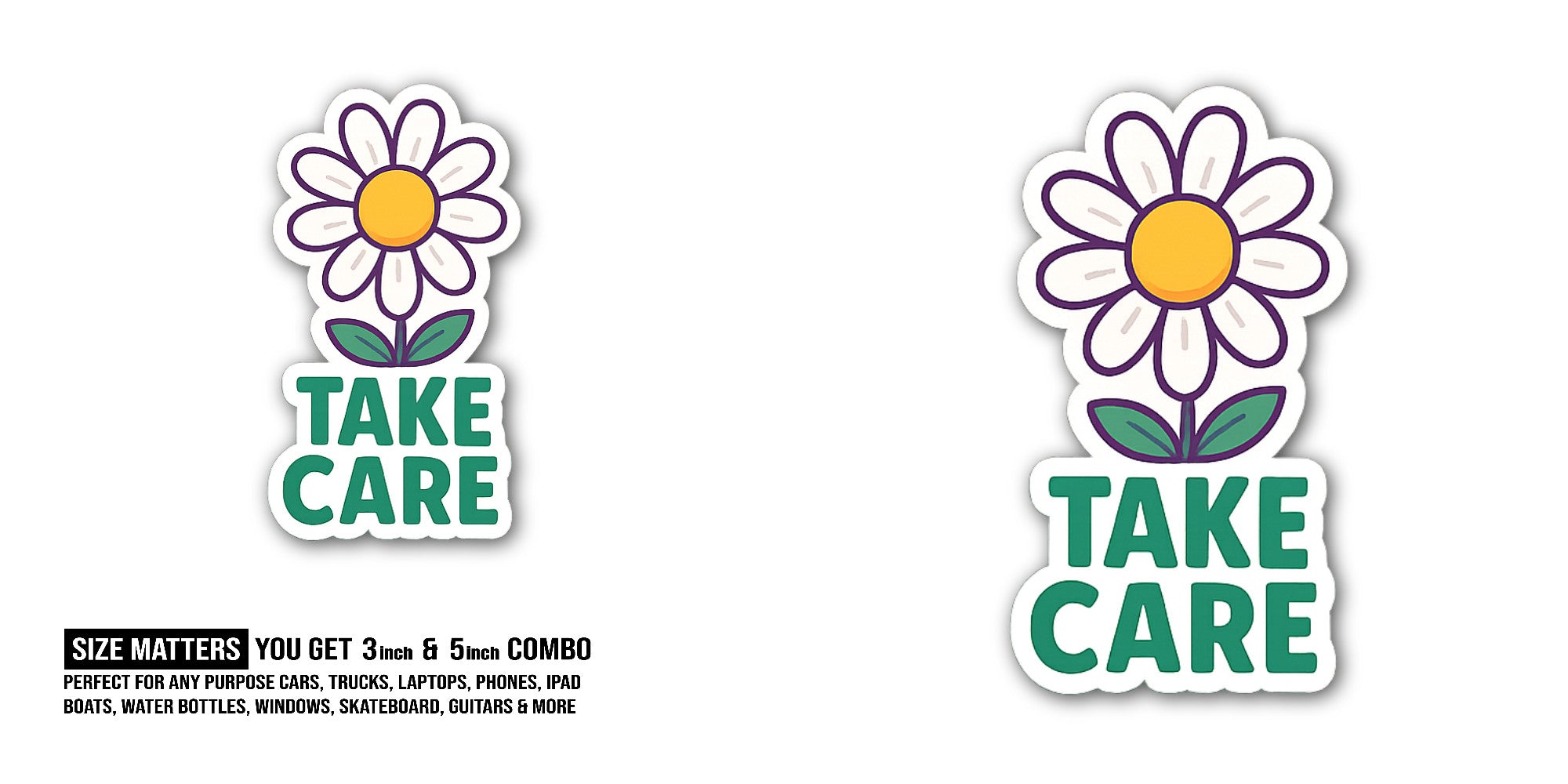 Flower Sticker, Waterproof Vinyl Decal Sticker Indoor Or Outdoor 2 (Pieces) 3" and 5"