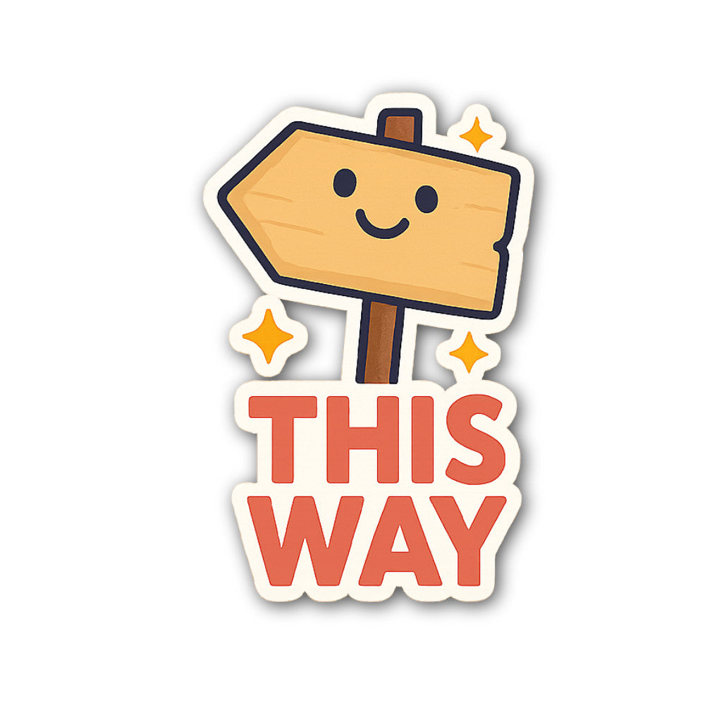 THIS WAY Sticker, Waterproof Vinyl Decal Sticker Indoor Or Outdoor 2 (Pieces) 3" and 5"