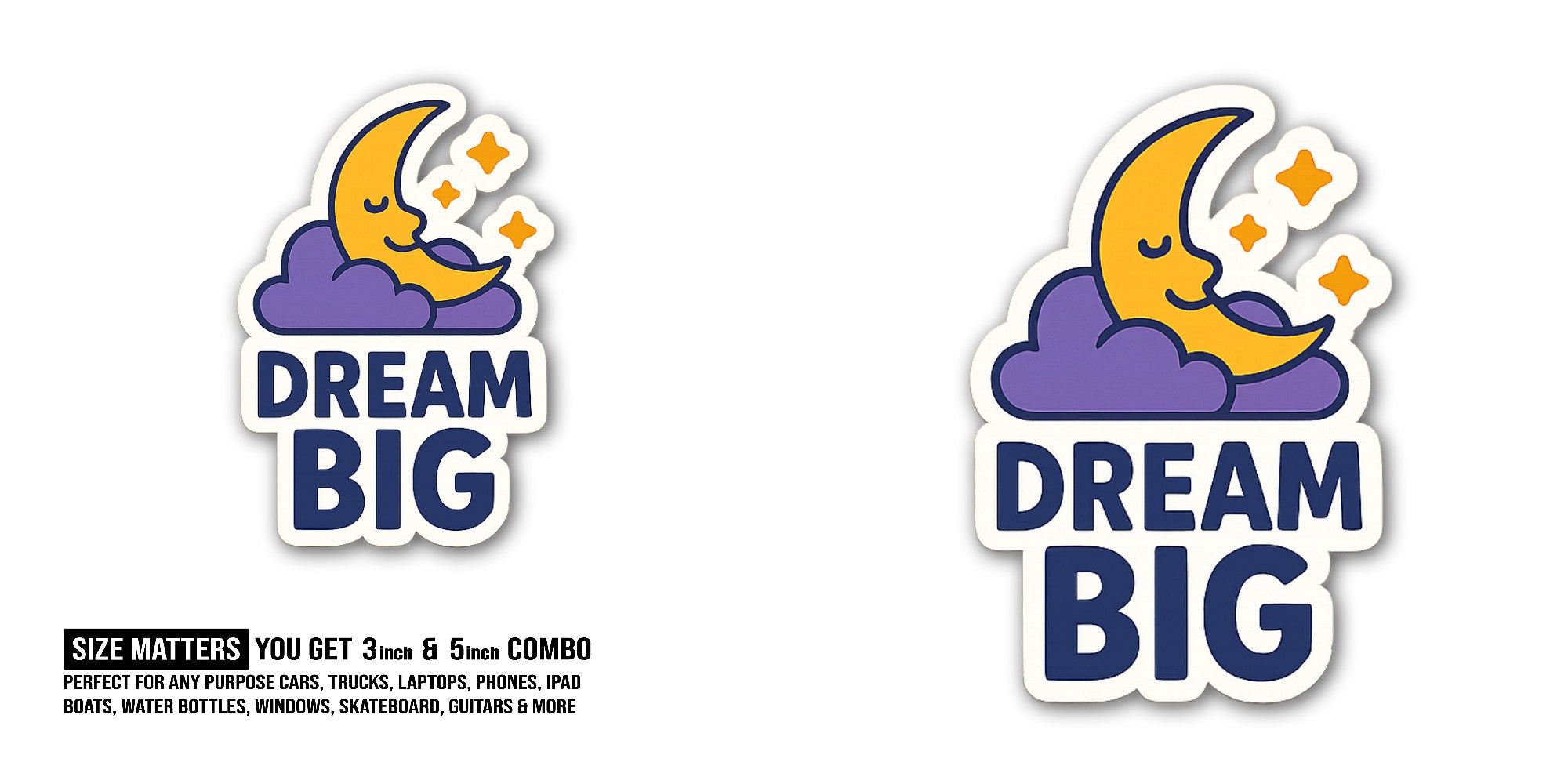 Purple Cloud Sticker, Waterproof Vinyl Decal Sticker Indoor Or Outdoor 2 (Pieces) 3" and 5"