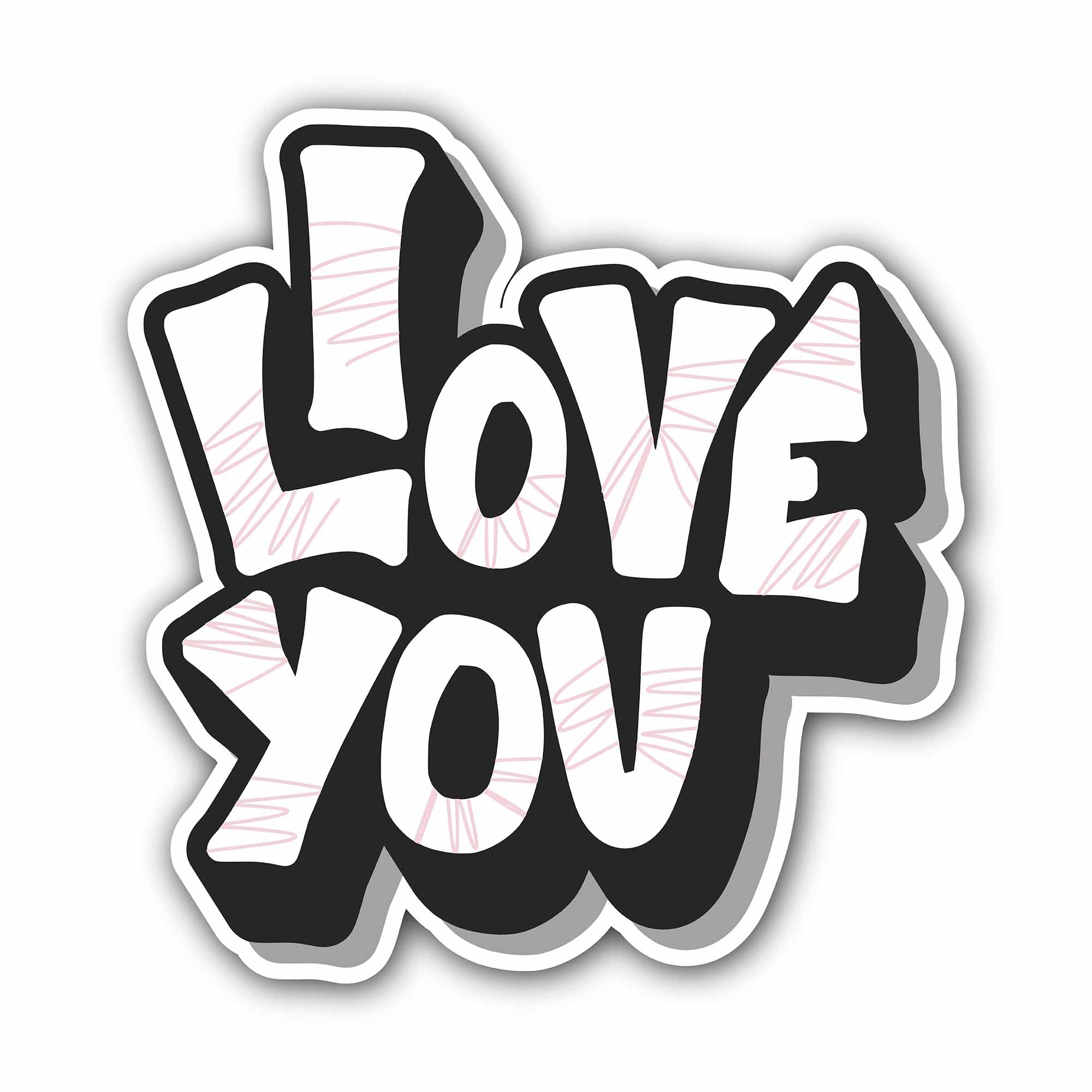 3D Look I Love You Text Sticker, Waterproof Vinyl Decal Sticker Indoor Or Outdoor 2 (Pieces) 3" and 5"