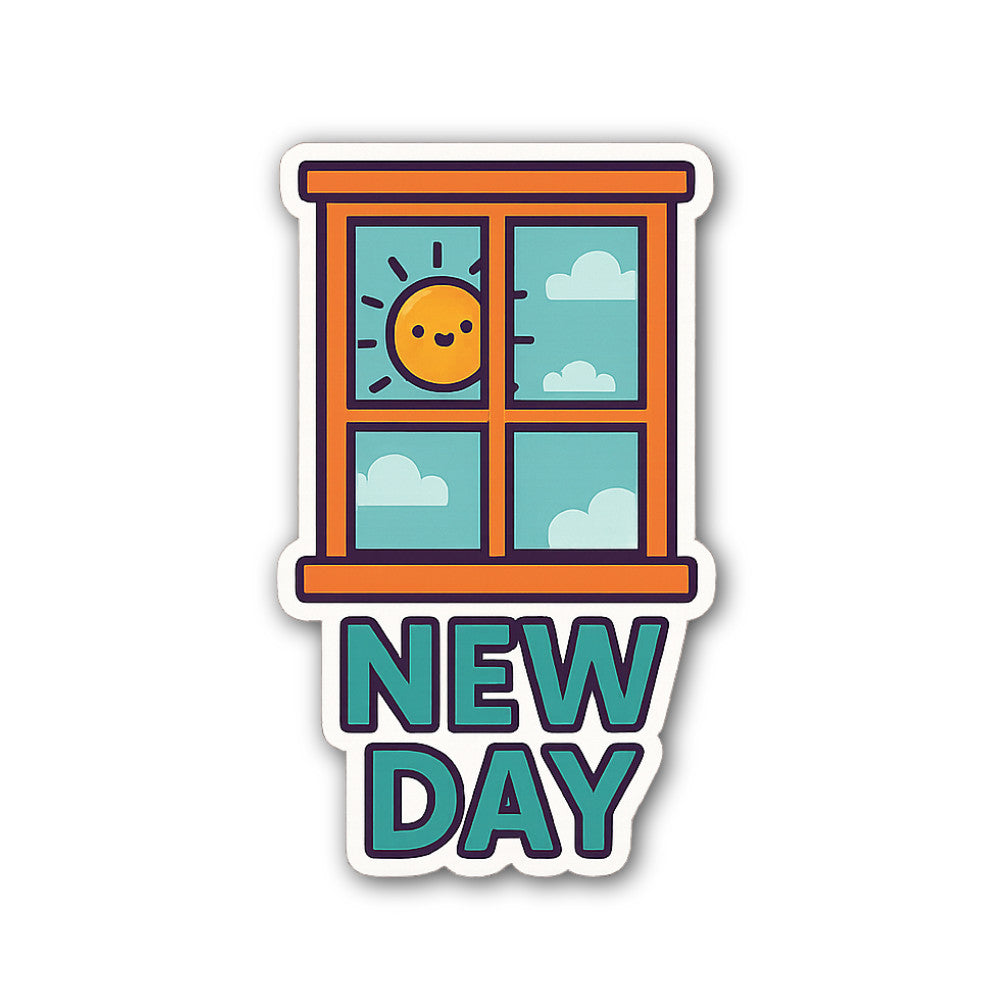 NEW DAY Sticker, Waterproof Vinyl Decal Sticker Indoor Or Outdoor 2 (Pieces) 3" and 5"