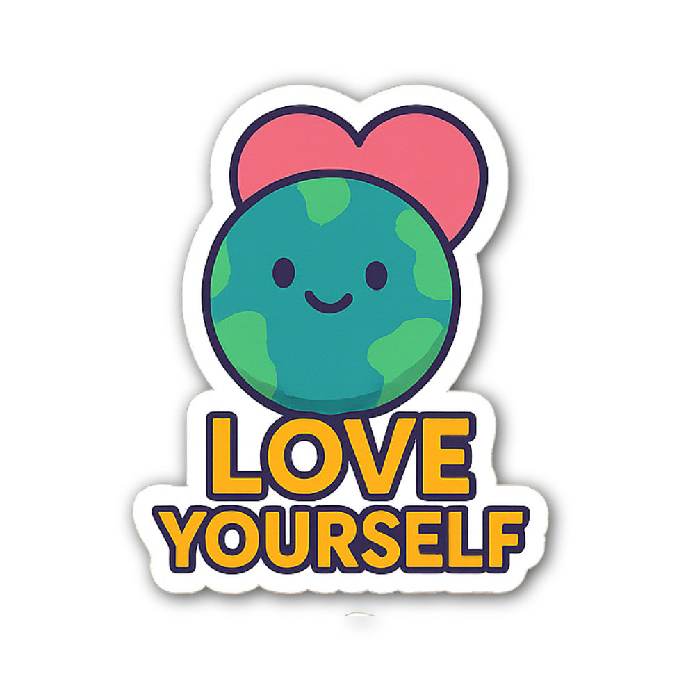 LOVE YOURSELF & Earth Sticker, Waterproof Vinyl Decal Sticker Indoor Or Outdoor 2 (Pieces) 3" and 5"