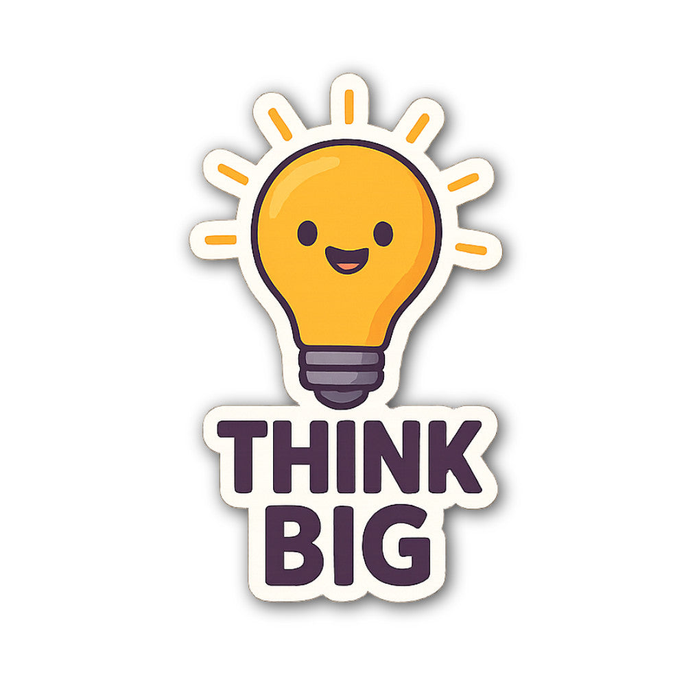 Think Big light bulb Sticker, Waterproof Vinyl Decal Sticker Indoor Or Outdoor 2 (Pieces) 3" and 5"