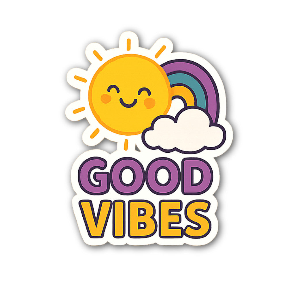 Sun & Cute Colorful rainbow Sticker, Waterproof Vinyl Decal Sticker Indoor Or Outdoor 2 (Pieces) 3" and 5"