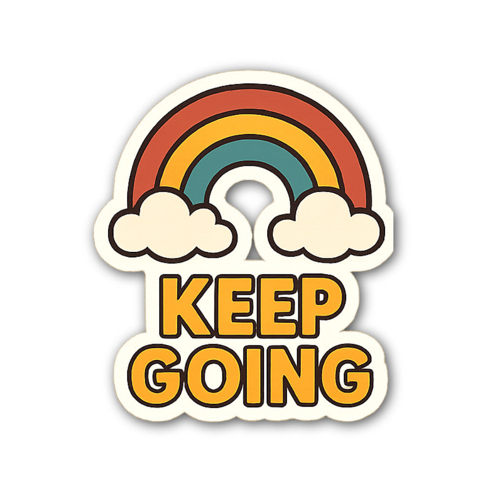 KEEP GOING Cloud Rainbow Sticker, Waterproof Vinyl Decal Sticker Indoor Or Outdoor 2 (Pieces) 3" and 5"