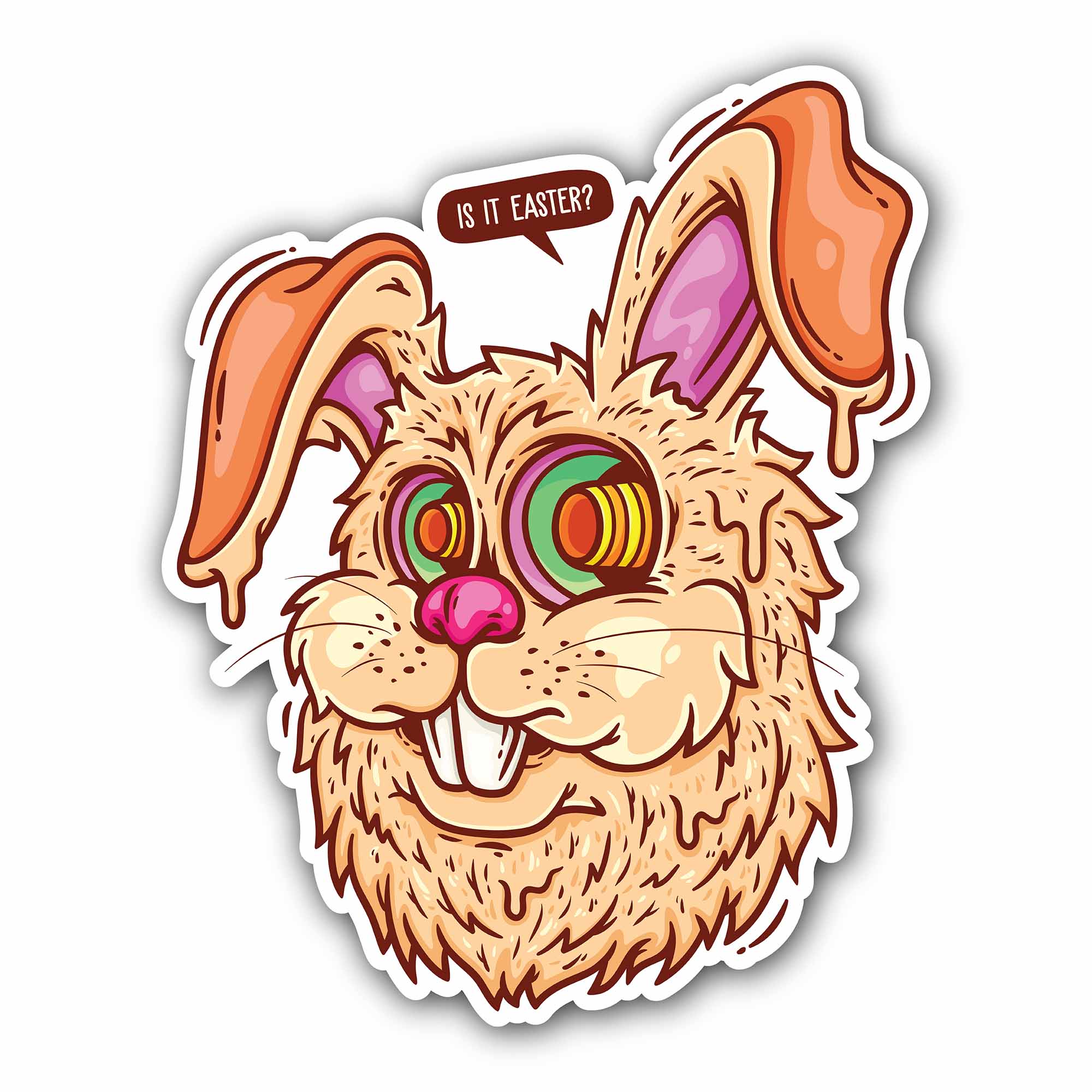 Scary Easter Bunny Sticker, Waterproof Vinyl Decal Sticker Indoor Or Outdoor 2 (Pieces) 3" and 5"