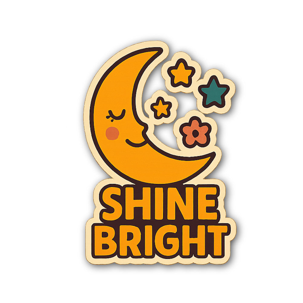 SHINE BRIGHT & Cute Moon Sticker, Waterproof Vinyl Decal Sticker Indoor Or Outdoor 2 (Pieces) 3" and 5"