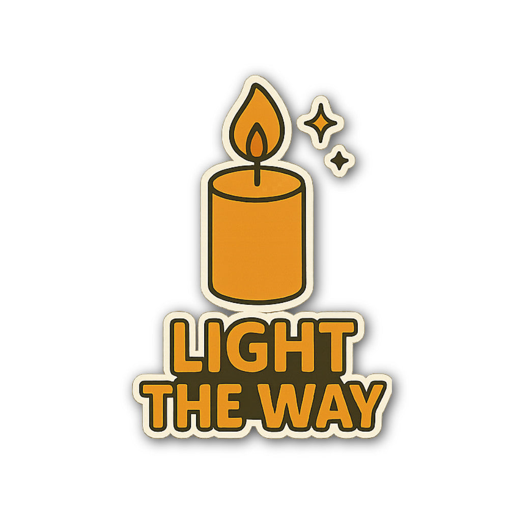 Light the Way candle Sticker, Waterproof Vinyl Decal Sticker Indoor Or Outdoor 2 (Pieces) 3" and 5"