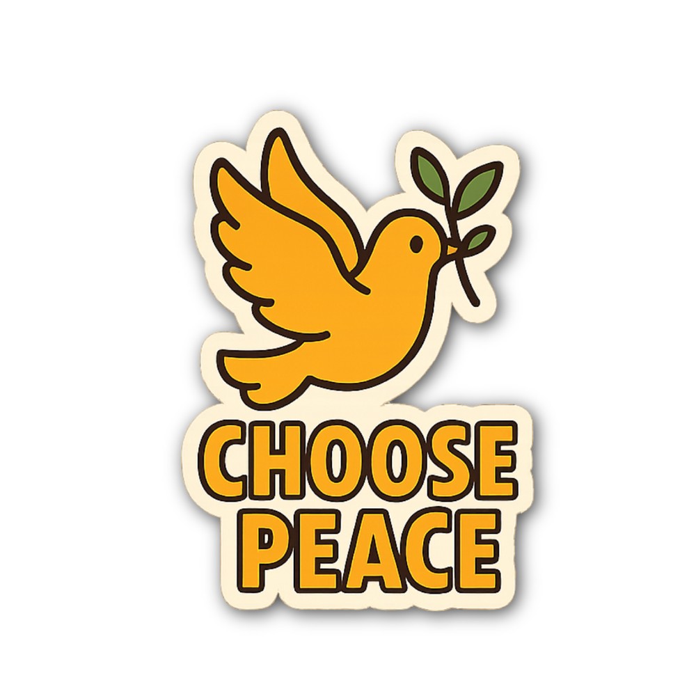 CHOOSE PEACE & Bird Sticker, Waterproof Vinyl Decal Sticker Indoor Or Outdoor 2 (Pieces) 3" and 5"