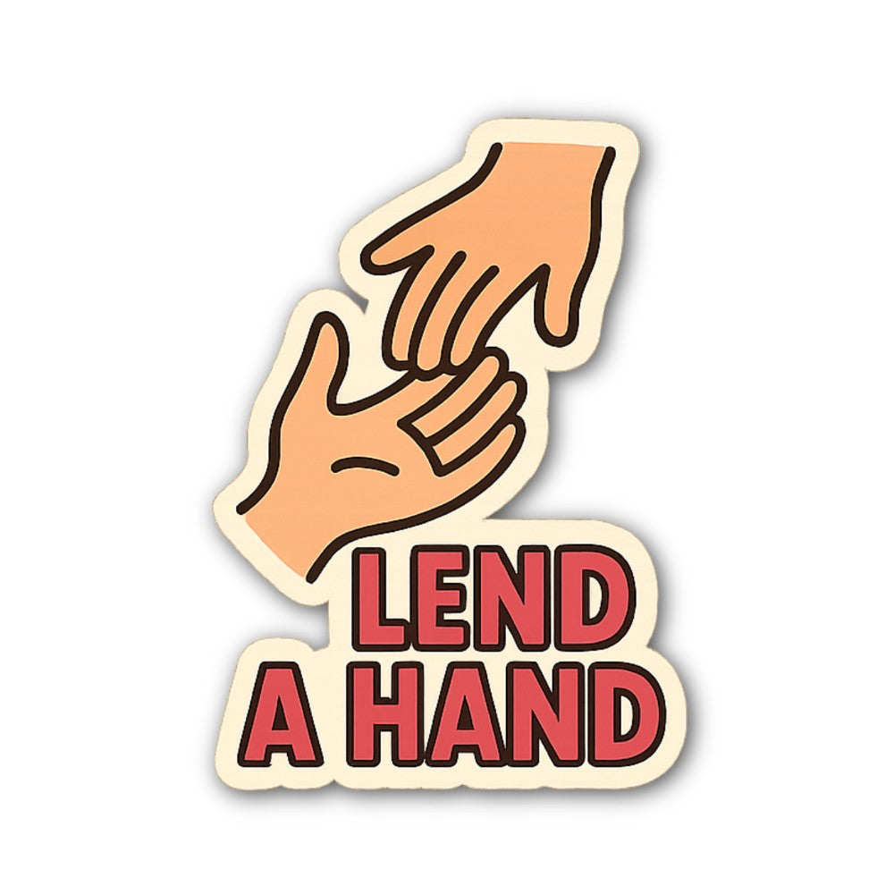 LEND A H@AND Sticker, Waterproof Vinyl Decal Sticker Indoor Or Outdoor 2 (Pieces) 3" and 5"