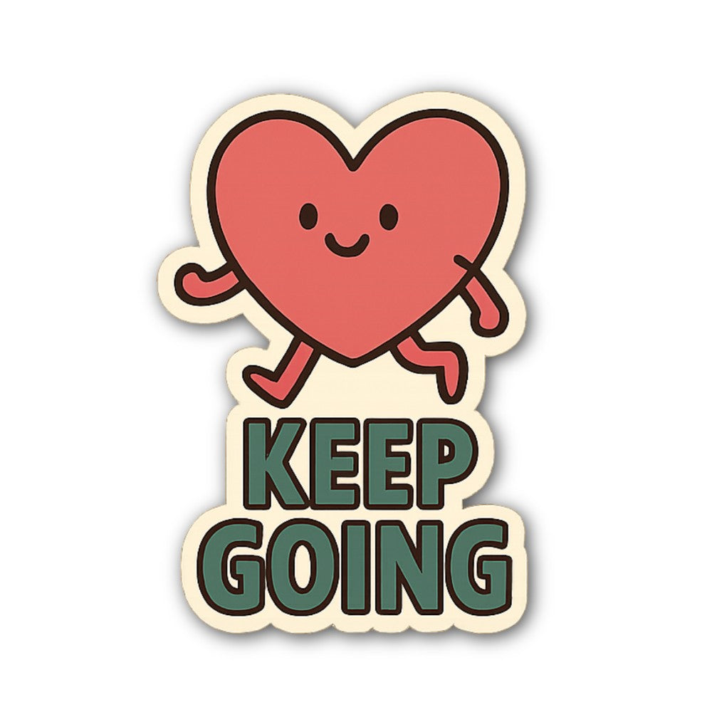 KEEP GOING & Love Heart Sticker, Waterproof Vinyl Decal Sticker Indoor Or Outdoor 2 (Pieces) 3" and 5"