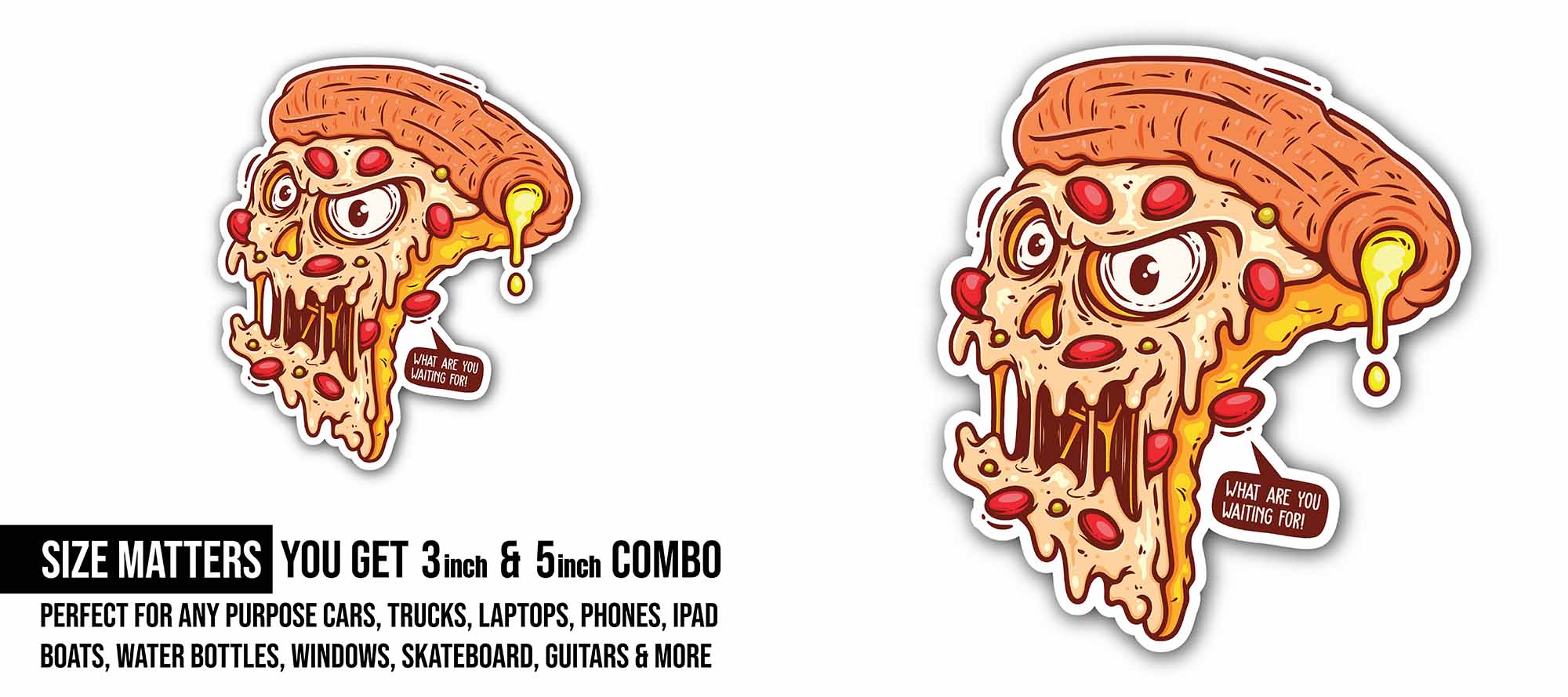 Mexican Pizza Sticker, Waterproof Vinyl Decal Sticker Indoor Or Outdoor 2 (Pieces) 3" and 5"