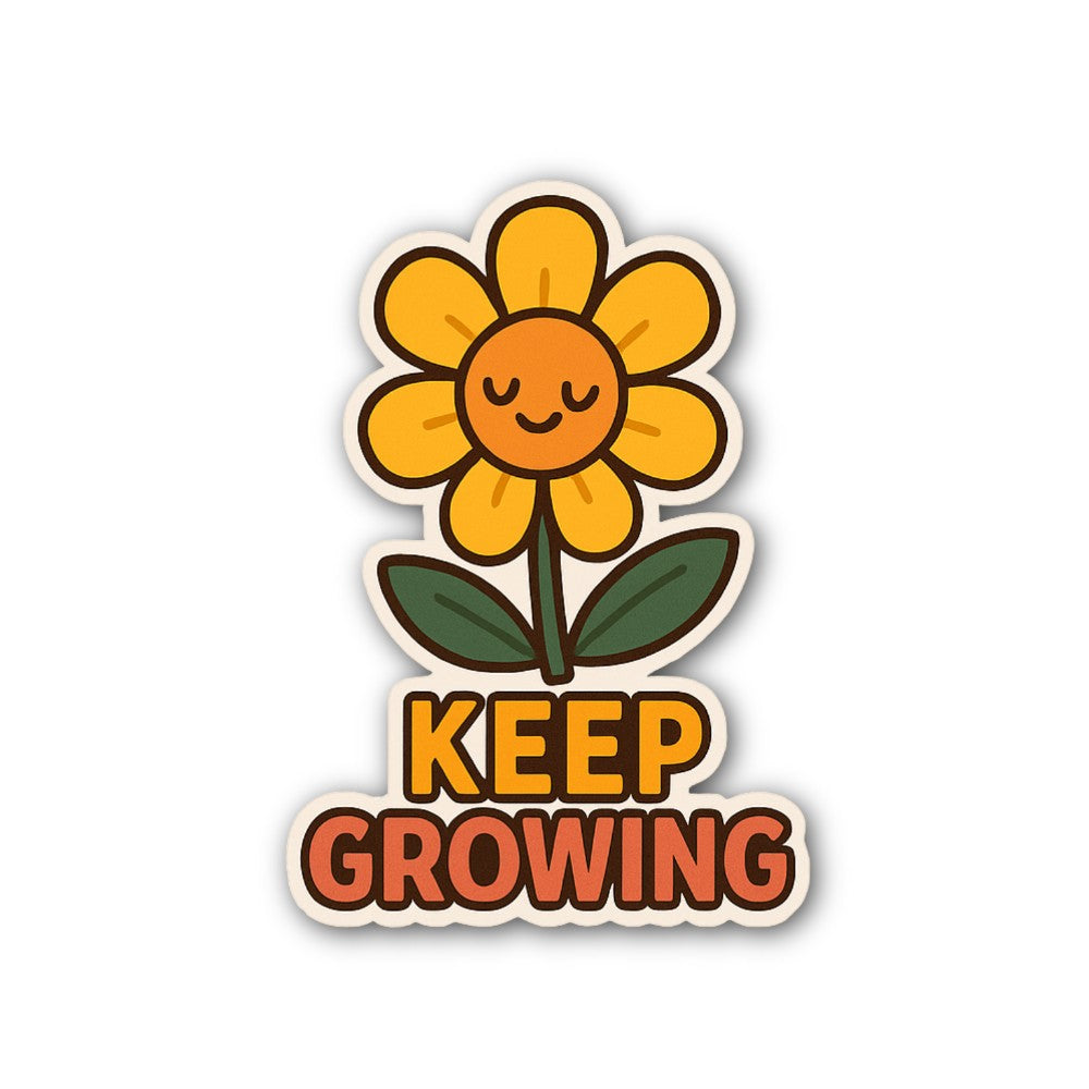 KEEP GROWING A colorful flower Sticker, Waterproof Vinyl Decal Sticker Indoor Or Outdoor 2 (Pieces) 3" and 5"