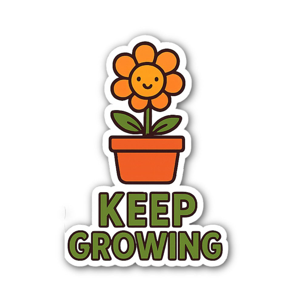 KEEP GROWING Flower Vase Sticker, Waterproof Vinyl Decal Sticker Indoor Or Outdoor 2 (Pieces) 3" and 5"
