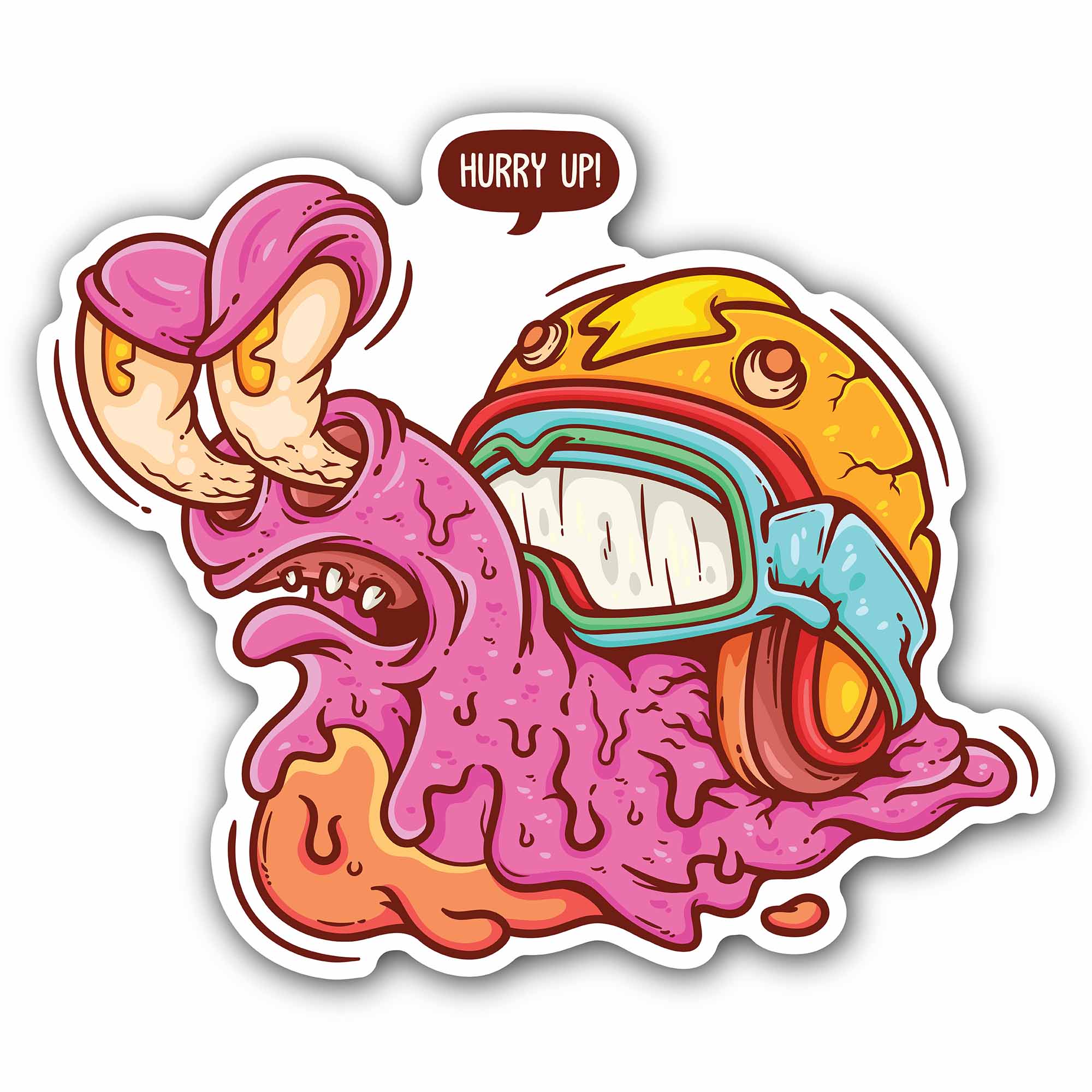 Angry Snail Hurry Up Sticker, Waterproof Vinyl Decal Sticker Indoor Or Outdoor 2 (Pieces) 3" and 5"