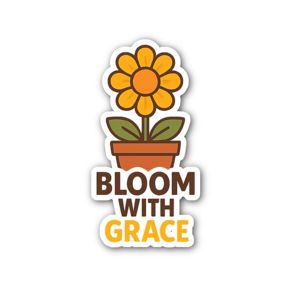 Bloom with Grace Flower Sticker, Waterproof Vinyl Decal Sticker Indoor Or Outdoor 2 (Pieces) 3" and 5"