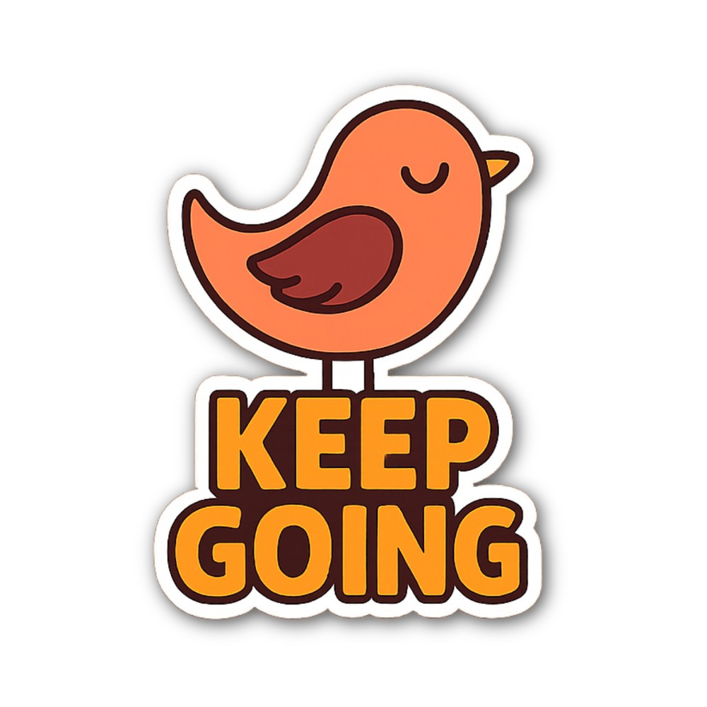 Orange Bird Sticker, Waterproof Vinyl Decal Sticker Indoor Or Outdoor 2 (Pieces) 3" and 5"