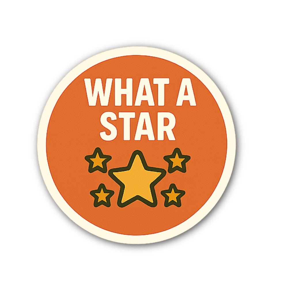 WHAT A STAR Sticker, Waterproof Vinyl Decal Sticker Indoor Or Outdoor 2 (Pieces) 3" and 5"