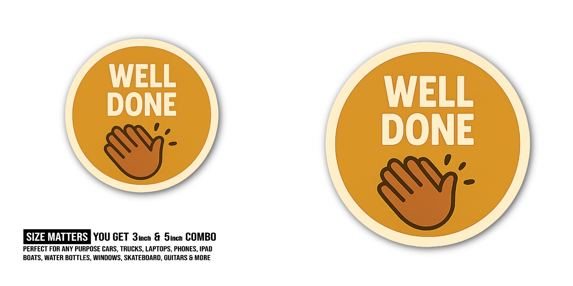 Waving hand Sticker, Waterproof Vinyl Decal Sticker Indoor Or Outdoor 2 (Pieces) 3" and 5"