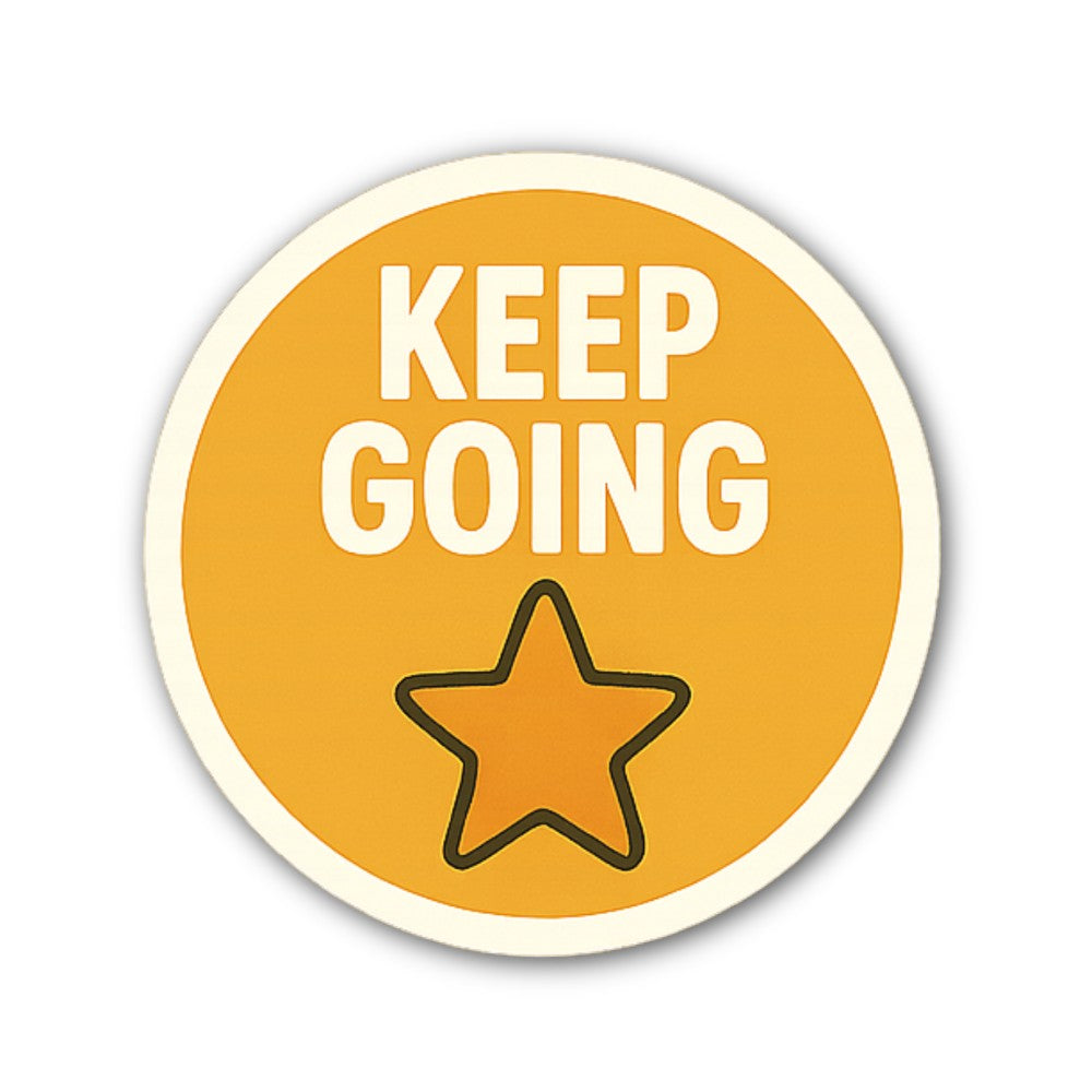 Yellow Star & KEEP GOING Sticker, Waterproof Vinyl Decal Sticker Indoor Or Outdoor 2 (Pieces) 3" and 5"
