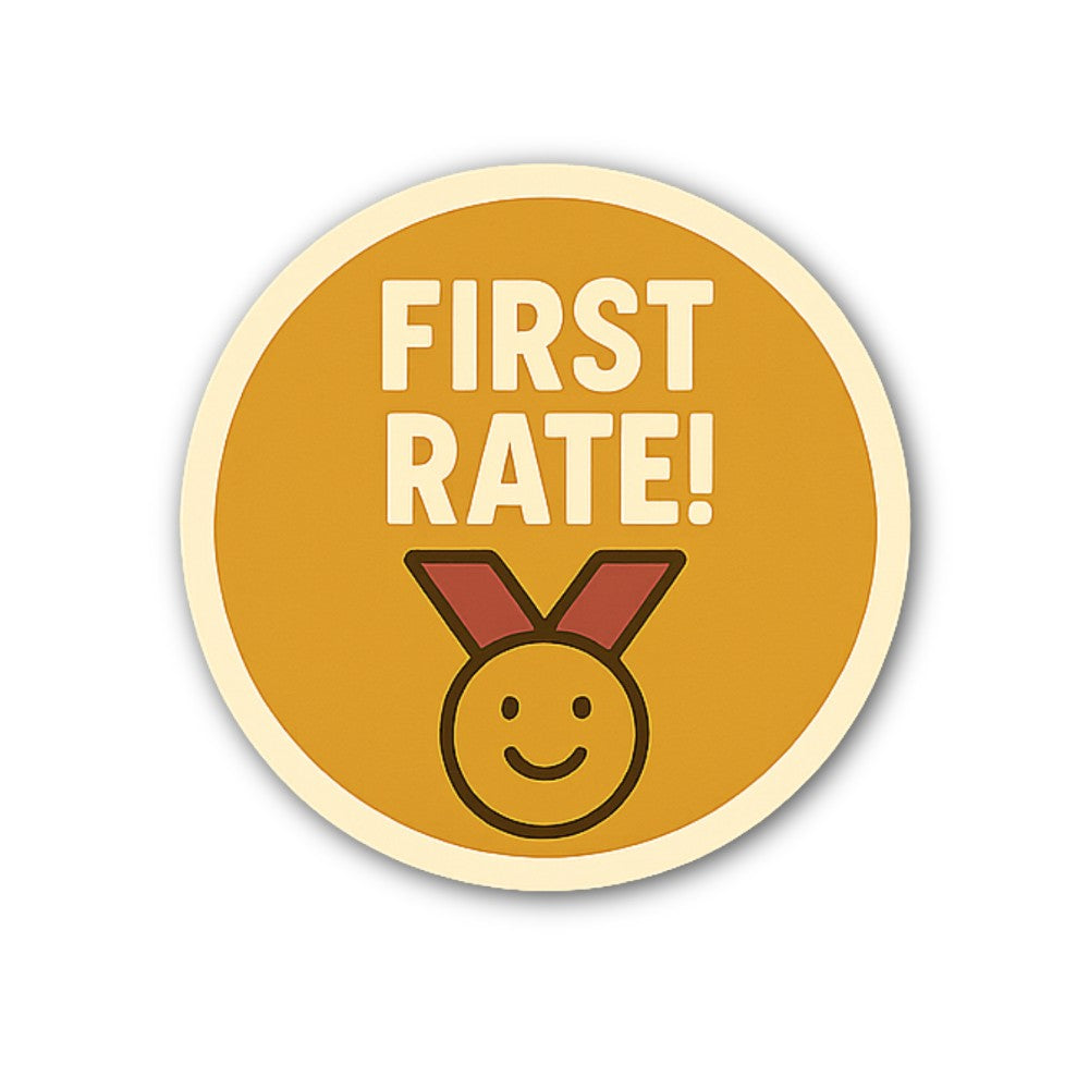 FIRST RATE Sticker, Waterproof Vinyl Decal Sticker Indoor Or Outdoor 2 (Pieces) 3" and 5"
