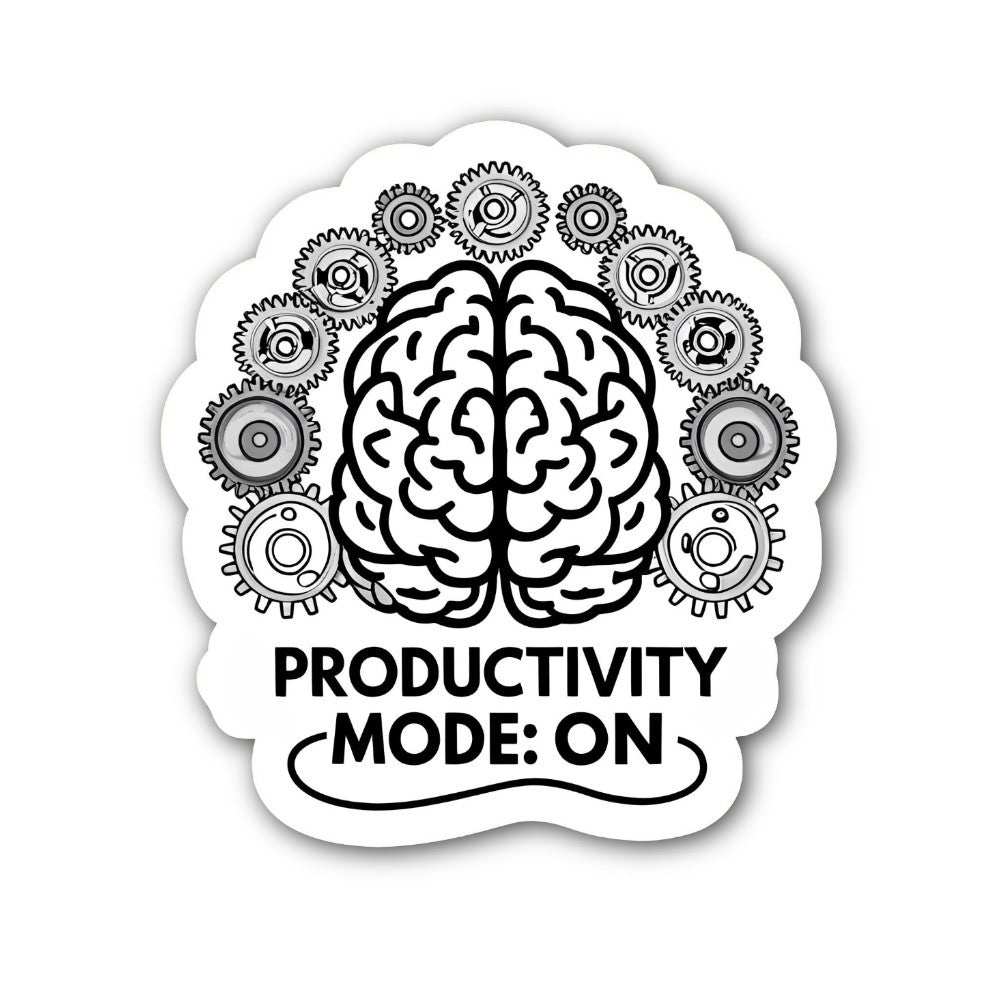 PRODUCTIVITY MODE: ON Sticker, Waterproof Vinyl Decal Sticker Indoor Or Outdoor 2 (Pieces) 3" and 5"