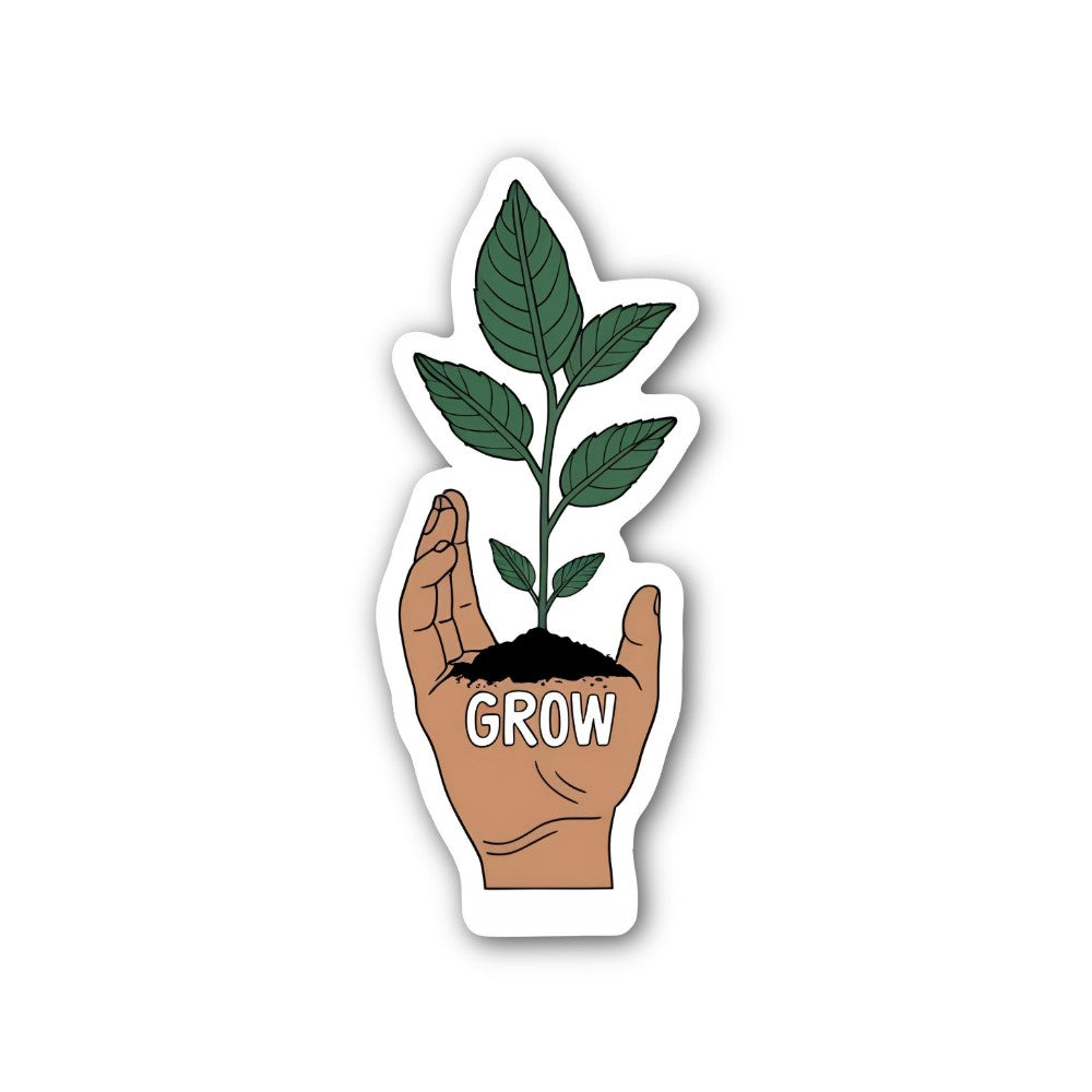 GROW Sticker, Waterproof Vinyl Decal Sticker Indoor Or Outdoor 2 (Pieces) 3" and 5"