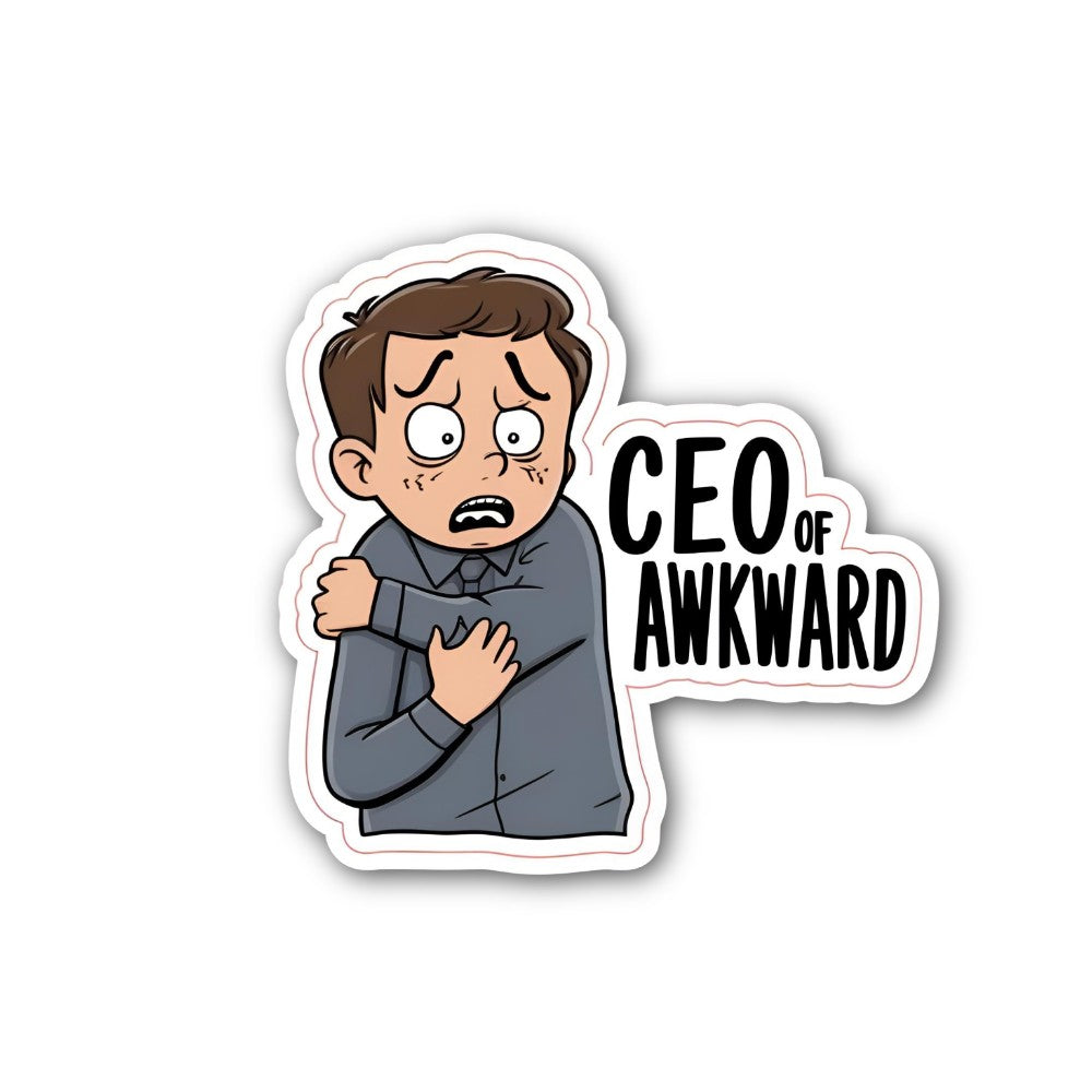 CEO OF AWKWARD Sticker, Waterproof Vinyl Decal Sticker Indoor Or Outdoor 2 (Pieces) 3" and 5"