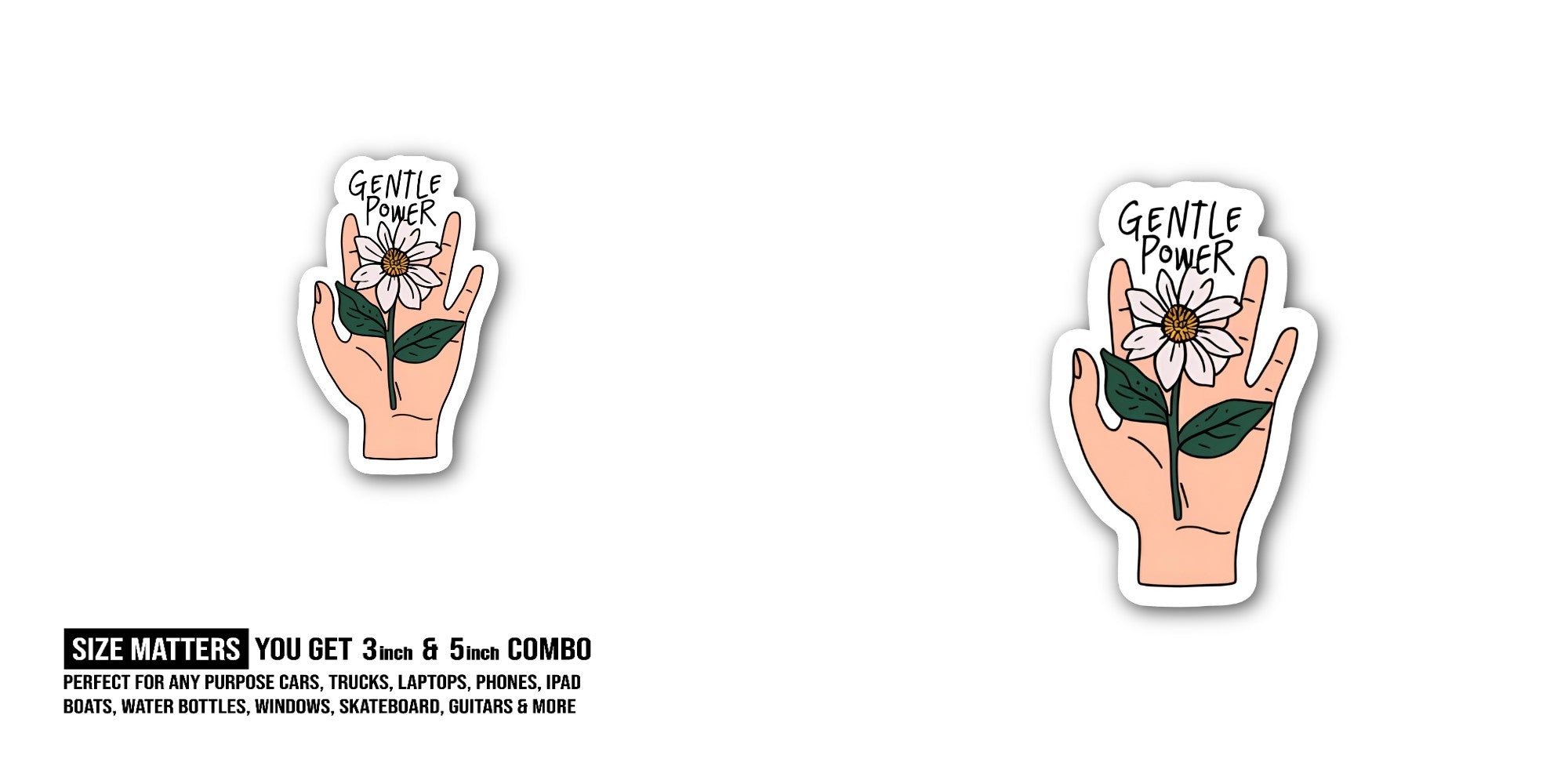 GENTLE POWER Sticker, Waterproof Vinyl Decal Sticker Indoor Or Outdoor 2 (Pieces) 3" and 5"