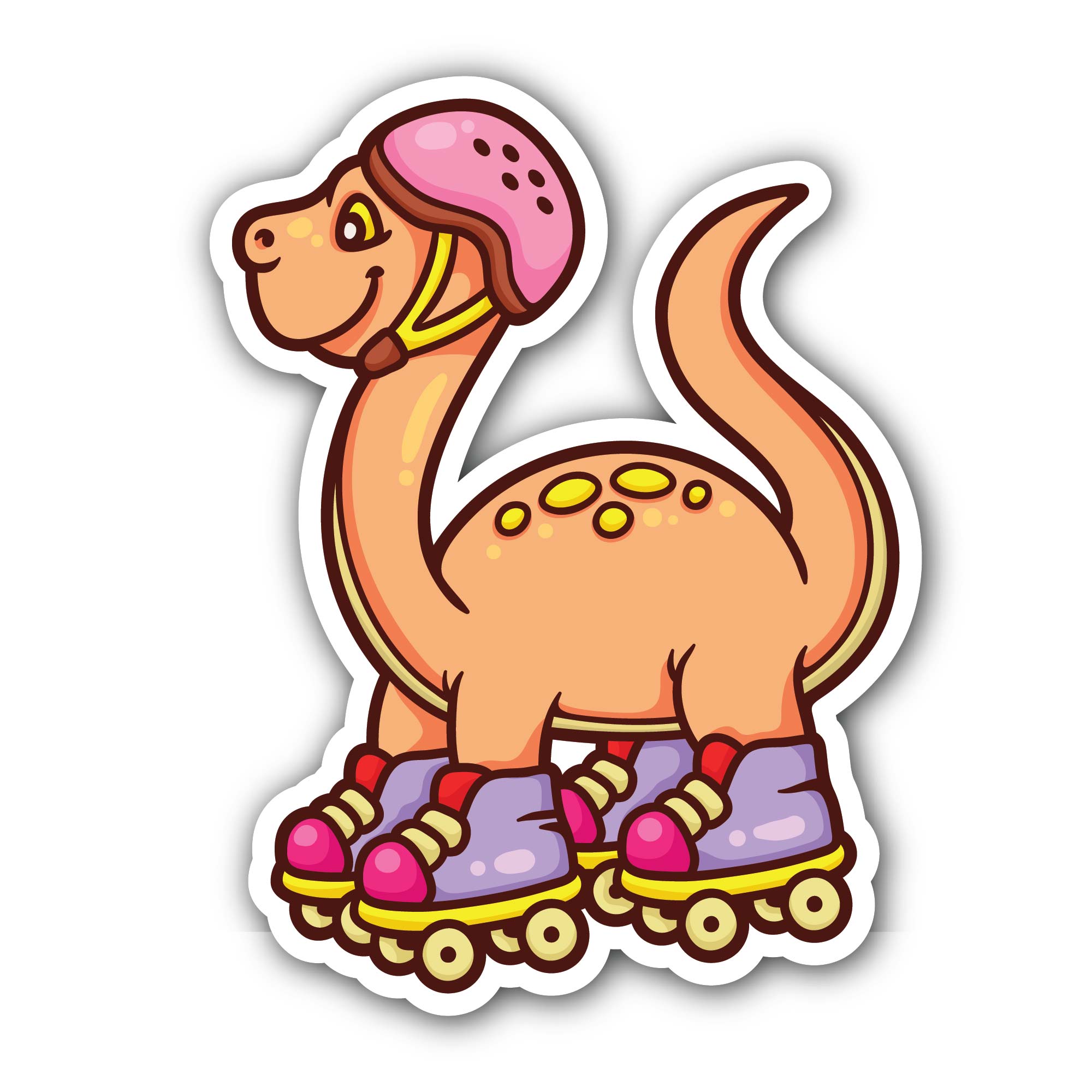 Dinosaur with Skate Sticker, Waterproof Vinyl Decal Sticker Indoor Or Outdoor 2 (Pieces) 3" and 5"