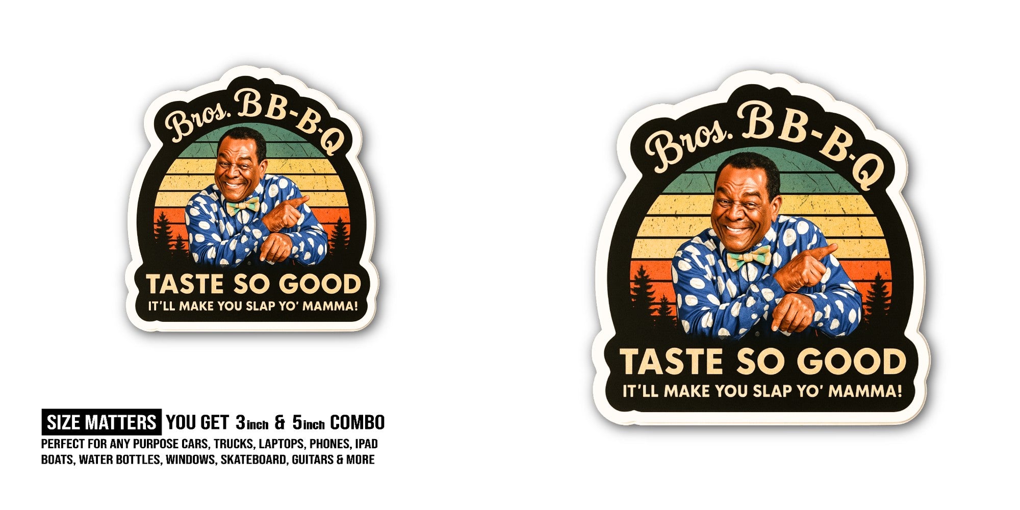 Bros. BB-B-Q TASTE SO GOOD Sticker, Waterproof Vinyl Decal Sticker Indoor Or Outdoor 2 (Pieces) 3" and 5"
