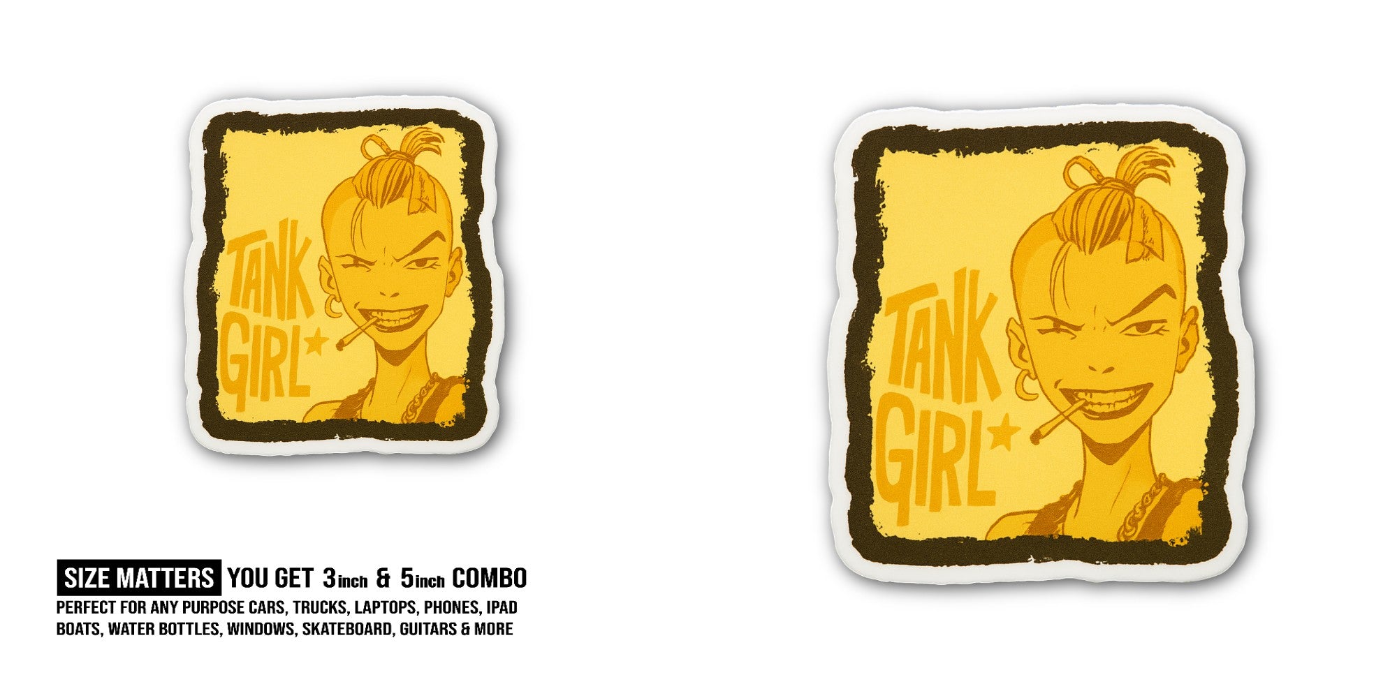 Punk tank girl Sticker, Waterproof Vinyl Decal Sticker Indoor Or Outdoor 2 (Pieces) 3" and 5"